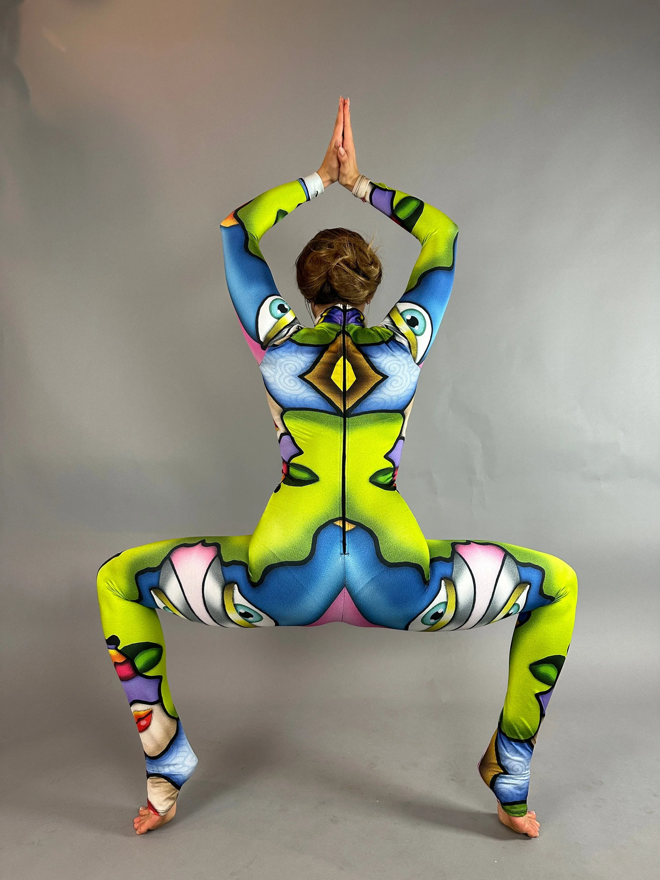 Picasso-Inspired Abstract Art Catsuit, Full-Body Spandex Jumpsuit with Vibrant Print, Bright, Flexible Performance Wear for Artists, Unisex Stretch Bodysuit Costume - Image 6