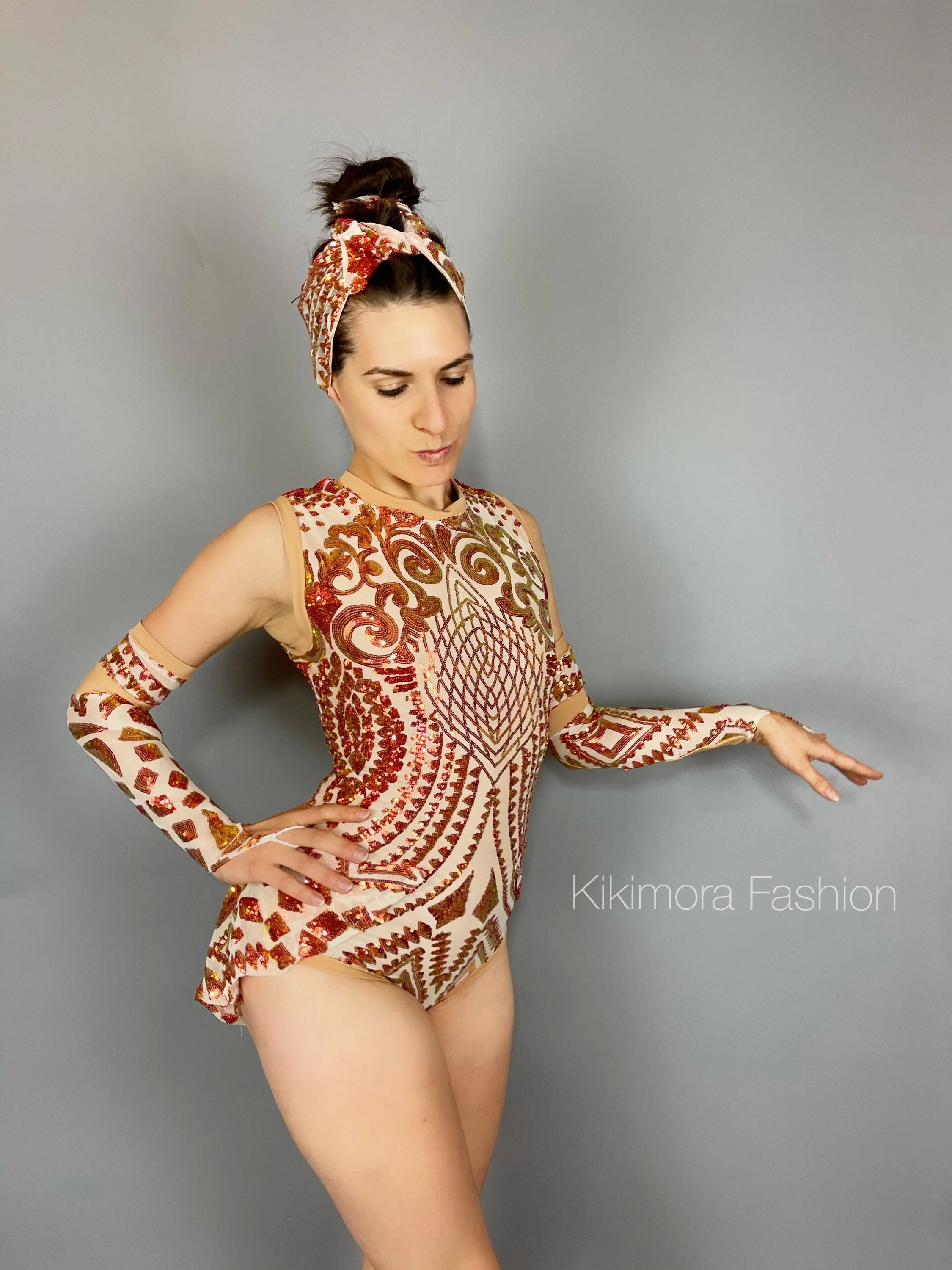 Beautiful Aerialist Costume, Pole Dancewear, Sequin Bodysuit for Women or Men, Showgirl Leotard, Made in USA, Personalized Dressing Gown - Image 8