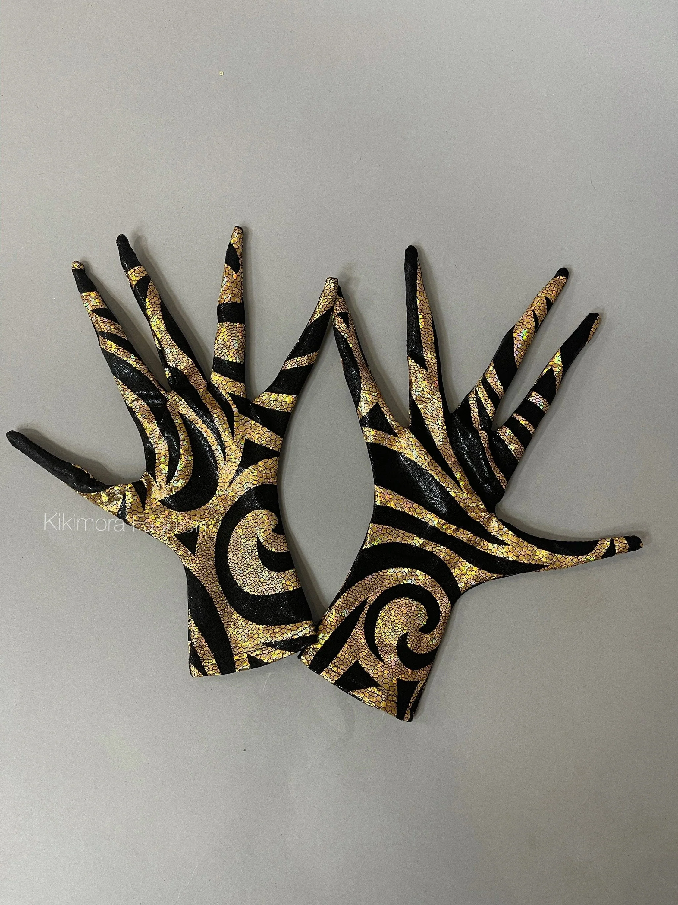 Gold Stilt Walker Costume, Circus Performance Outfit, Stilt Covers, Swirl Print Bodysuit, Carnival Parade Wear, Festival Entertainment, Spiked Shoulder Jumpsuit - Image 4