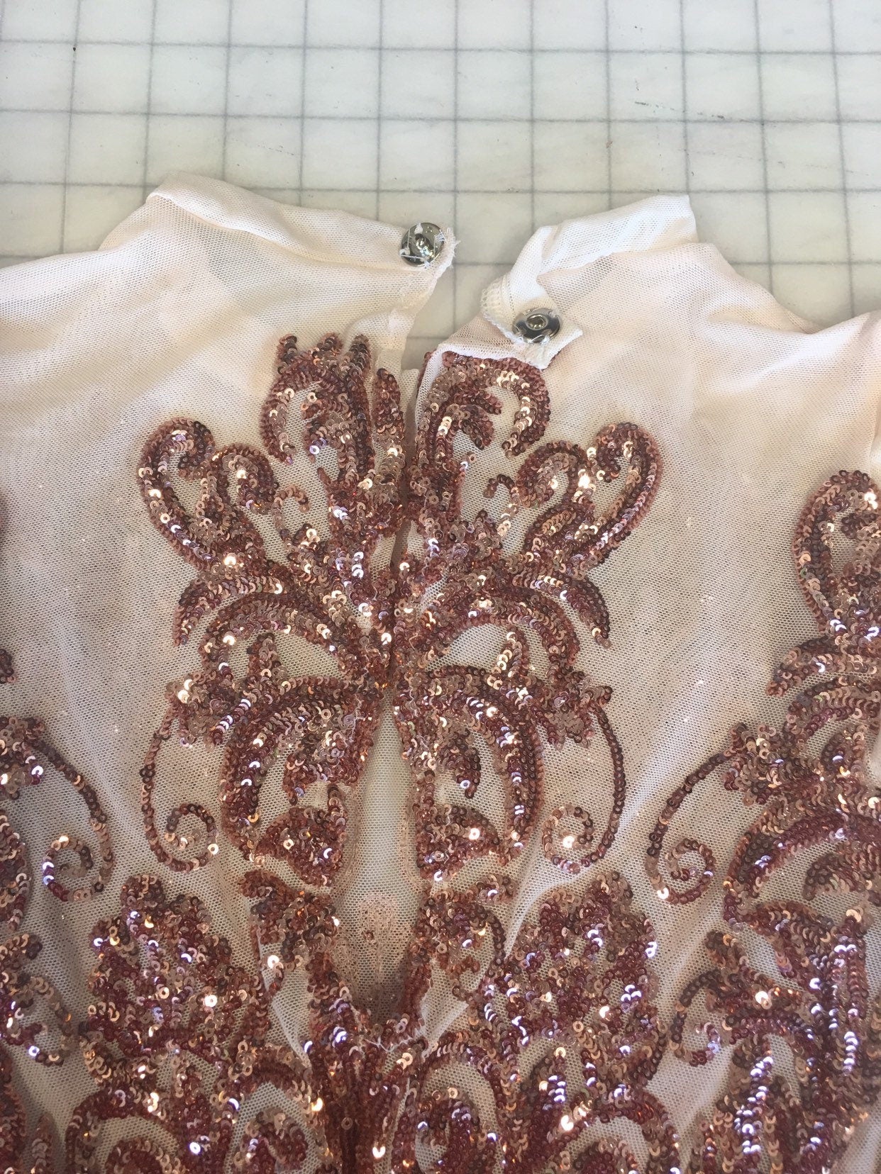 Rose Gold Sequin Sheer Jumpsuit, Bridal Bodysuit, Showgirl Catsuit - Image 7