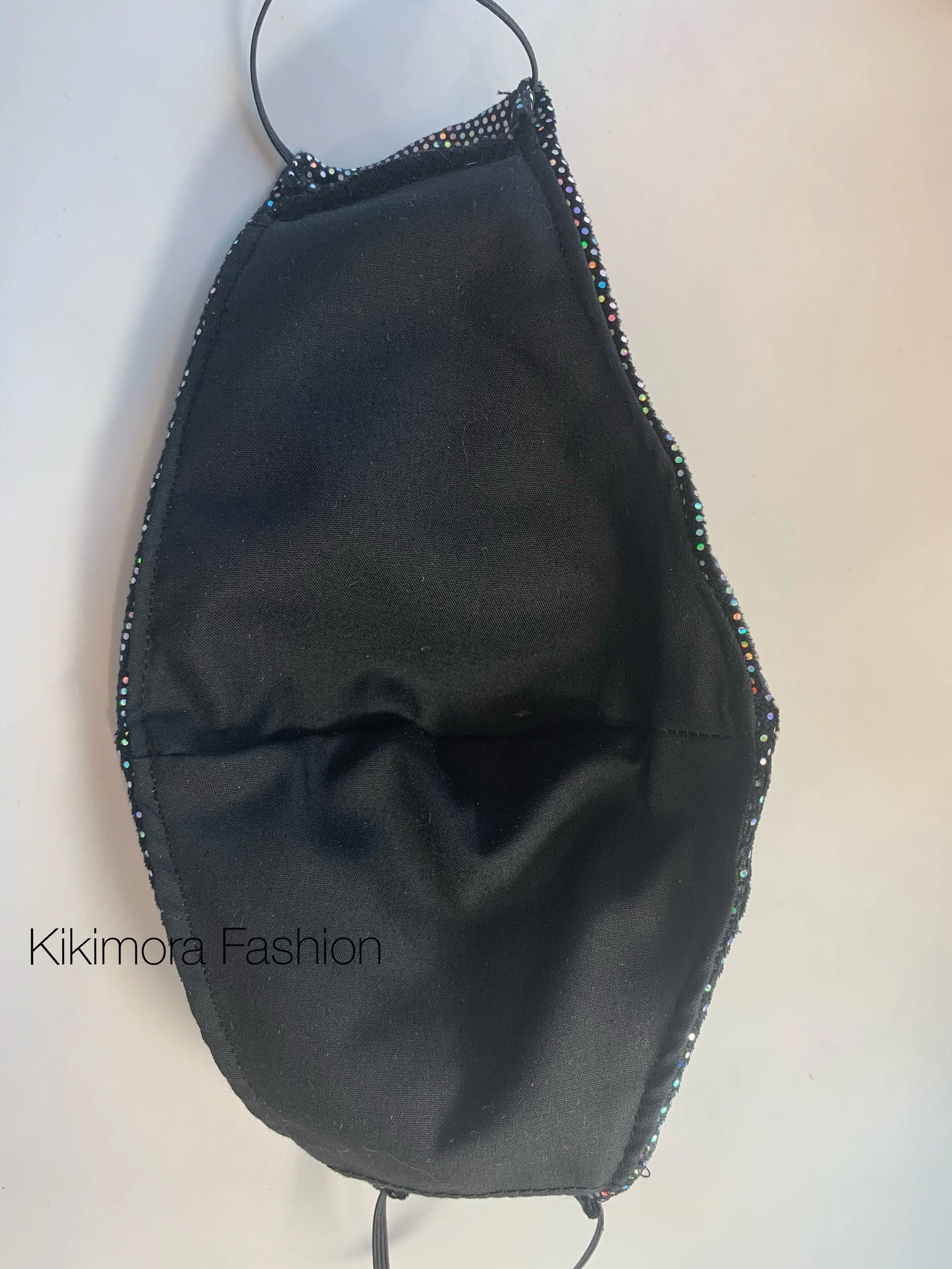 Black Iridescent Face Mask, Holographic Dot Pattern, Shiny Rave Mask, Reusable Face Covering, Festival Accessory, Washable Dust Mask - Image 7