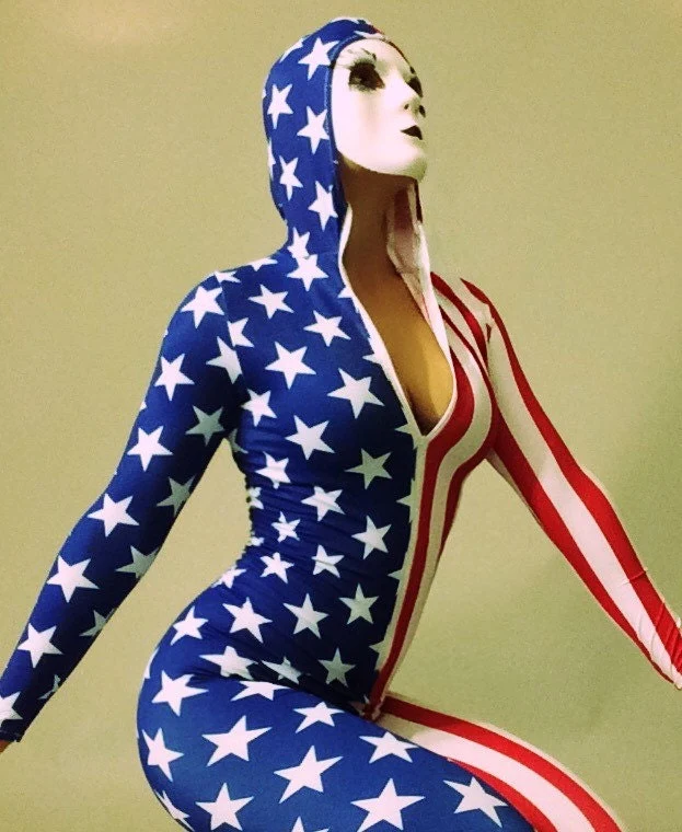 American Flag Catsuit, Zentai Bodysuit, Custom Dancewear, Activewear, Sportswear Costume - Image 2