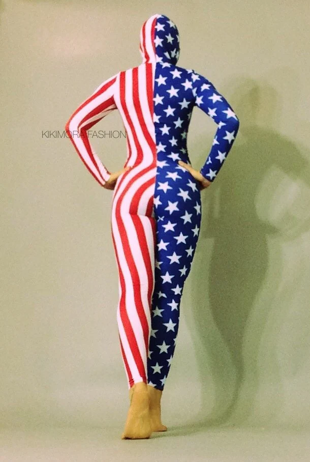 American Flag Catsuit, Zentai Bodysuit, Custom Dancewear, Activewear, Sportswear Costume - Image 4