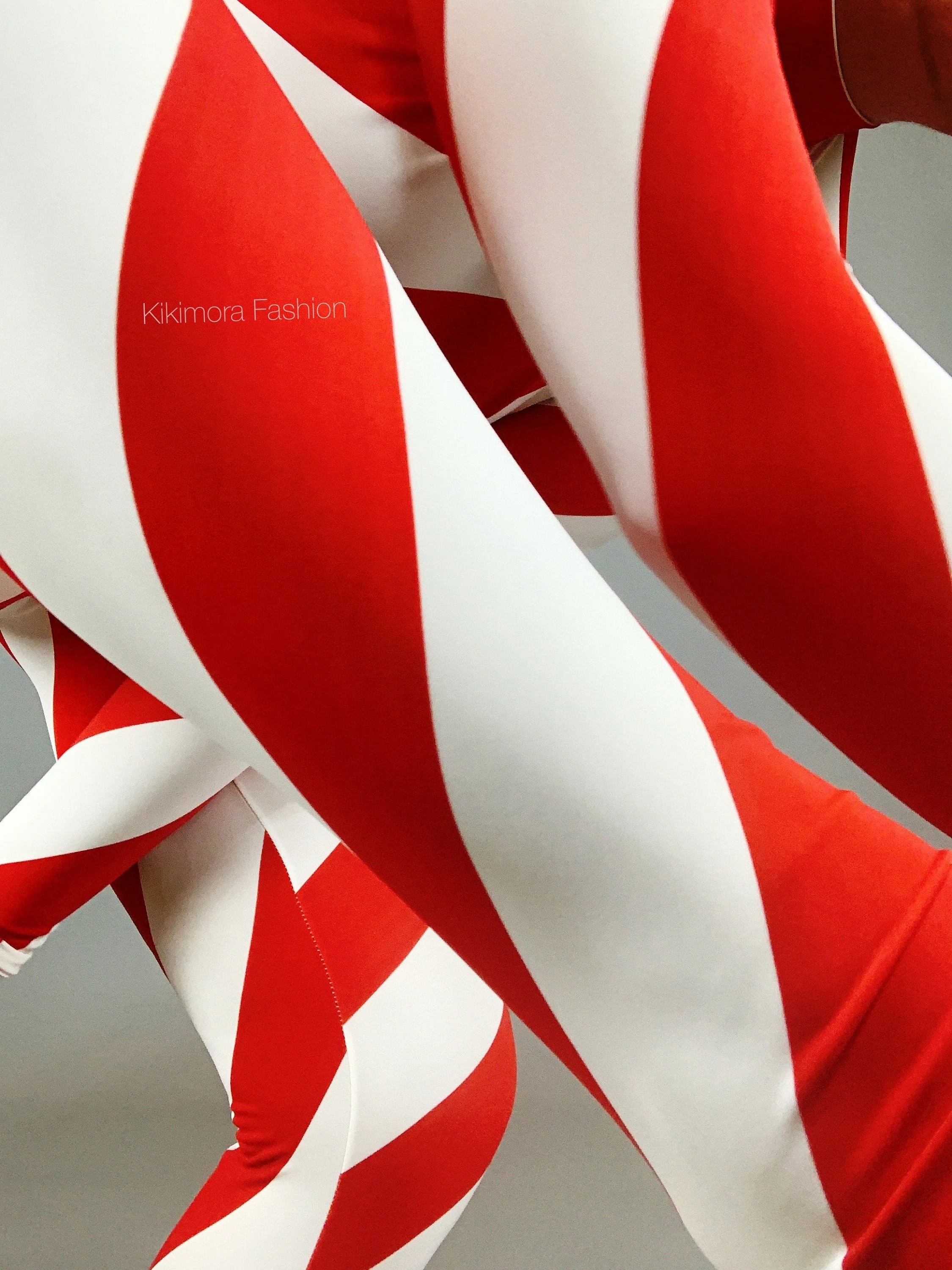 Candy Cane Catsuit Unitard, Turtleneck, Full Sleeves - Image 8