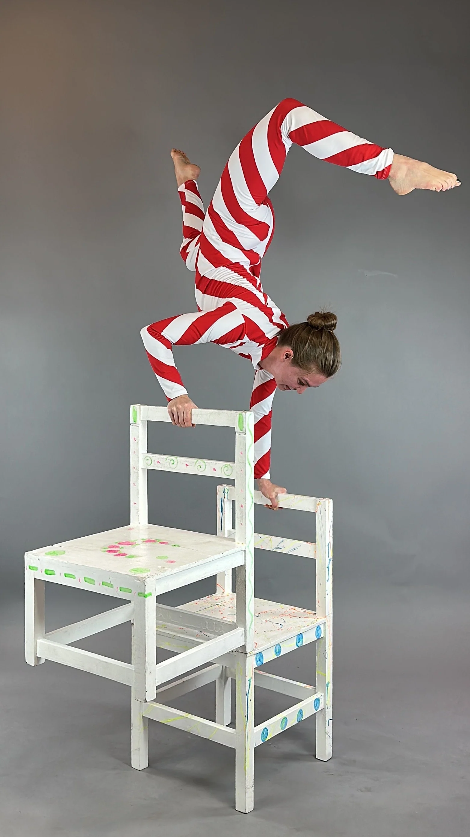 Candy Girl Red and White Stripes Catsuit, Full Sleeves, Turtleneck - Image 8