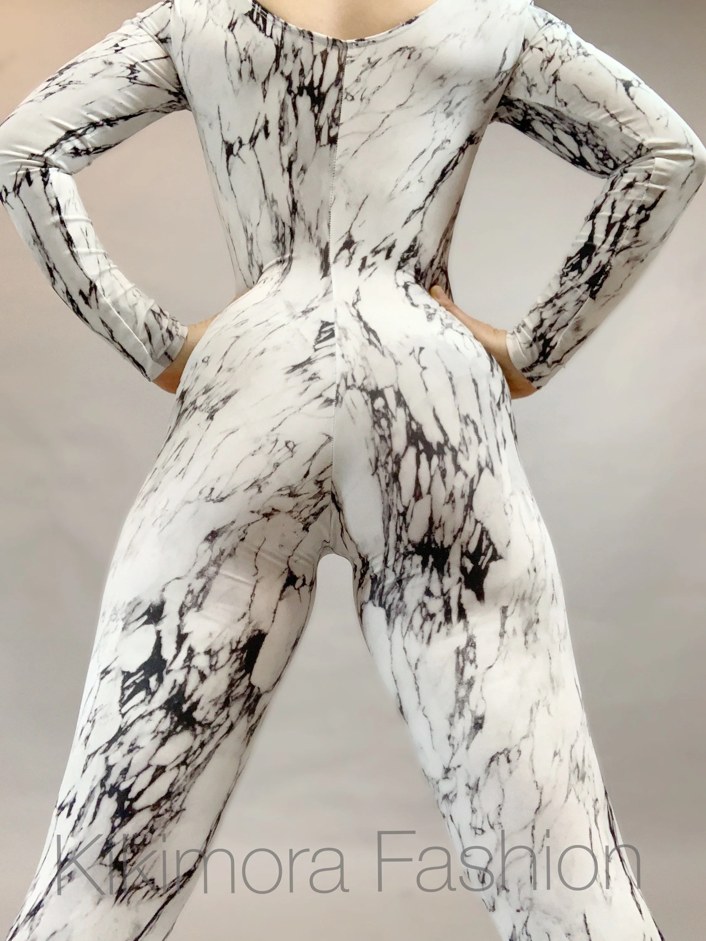 White Marble Catsuit, Zentai Bodysuit, Custom Leotard, Contortion Jumpsuit, Spandex Dancewear - Image 8