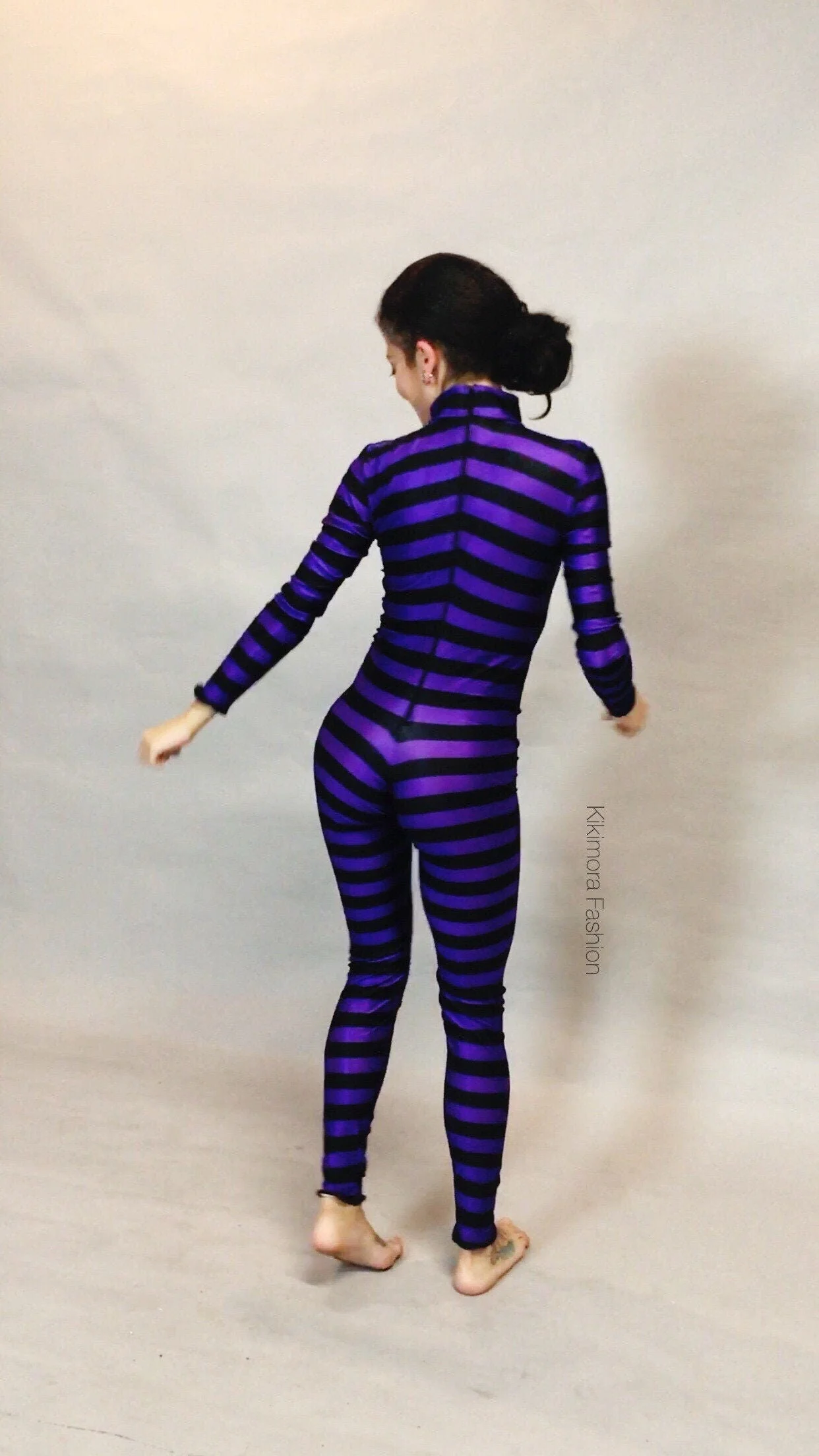Cheshire Cat Striped Catsuit, Circus Costume, Gymnastics Bodysuit, Dancewear Unitard, Spandex Jumpsuit - Image 6