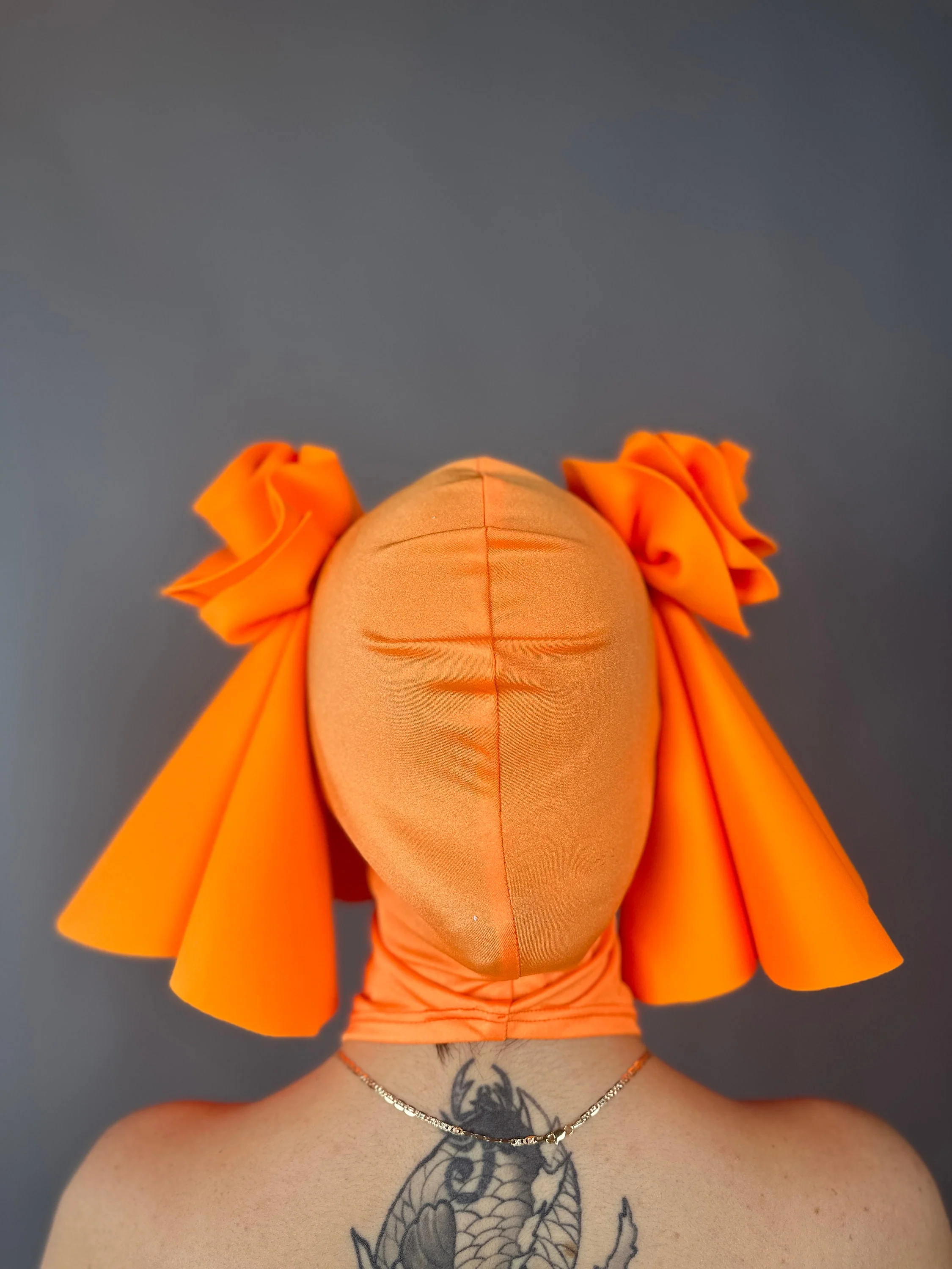 Orange Ruffle Headpiece, Spandex Costume Mask, Festival Fashion Accessory, Open Face Balaclava, Rave Outfit, Custom Color, Headwear - Image 7