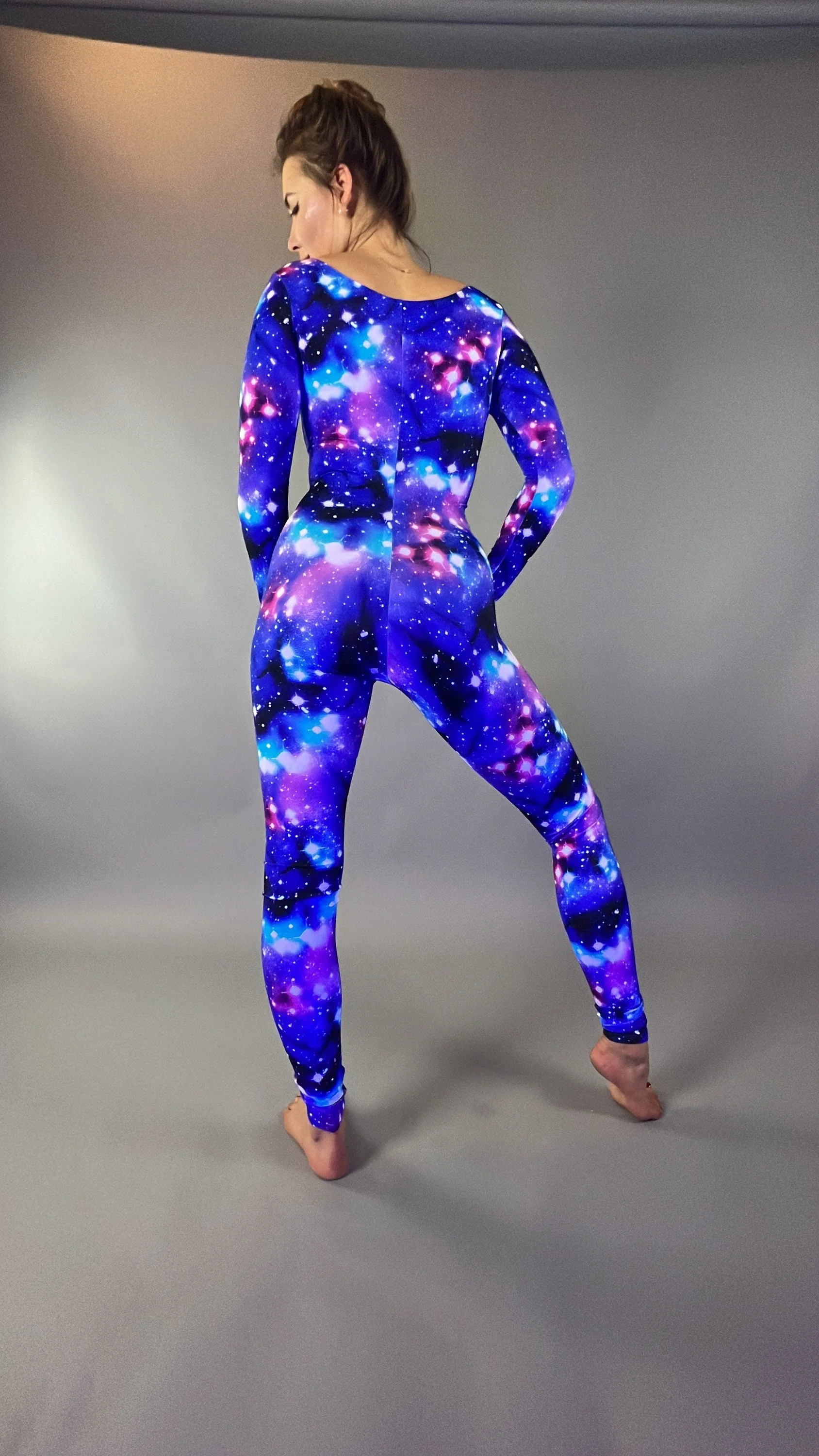 Galaxy Print Cosmos Bodysuit, Spandex Catsuit for Men and Women - Image 3