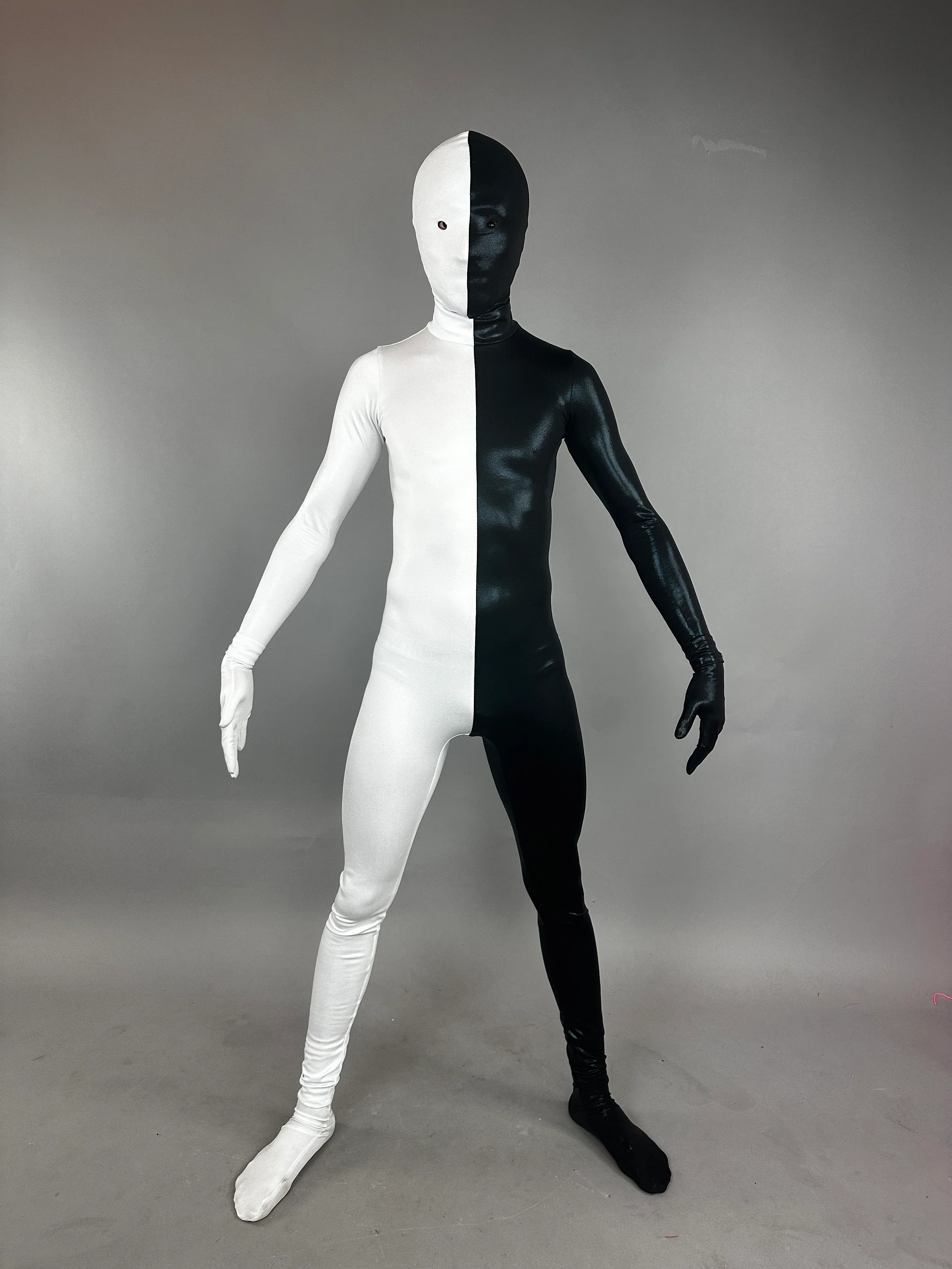 Costume for Gymnast, Futuristic Clothing, Black and White Split Bodysuit, Zentai Suit, Festival Outfit, Exotic Dance Wear - Image 10