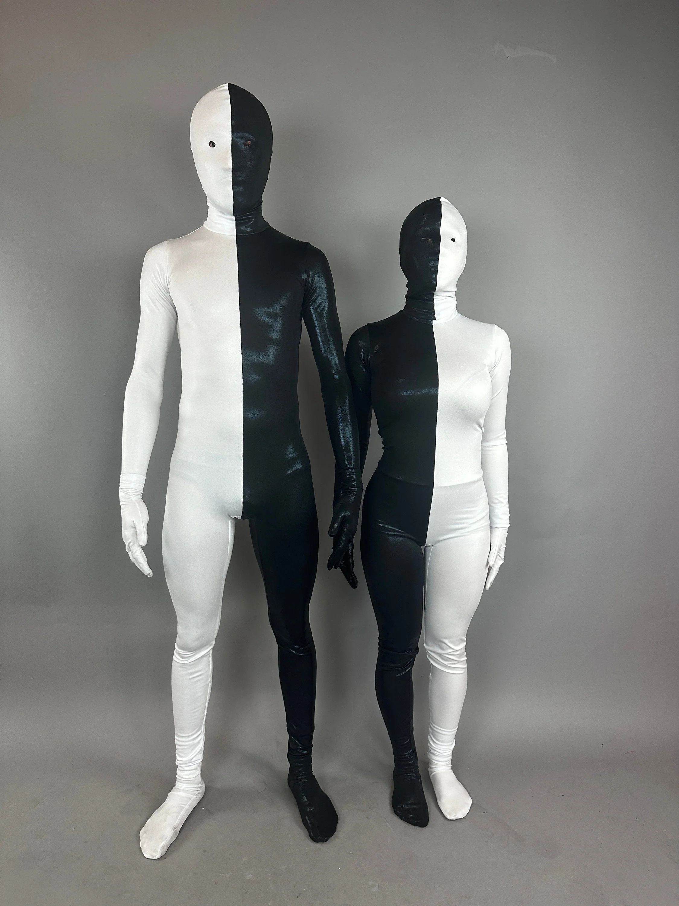 Costume for Gymnast, Futuristic Clothing, Black and White Split Bodysuit, Zentai Suit, Festival Outfit, Exotic Dance Wear - Image 3