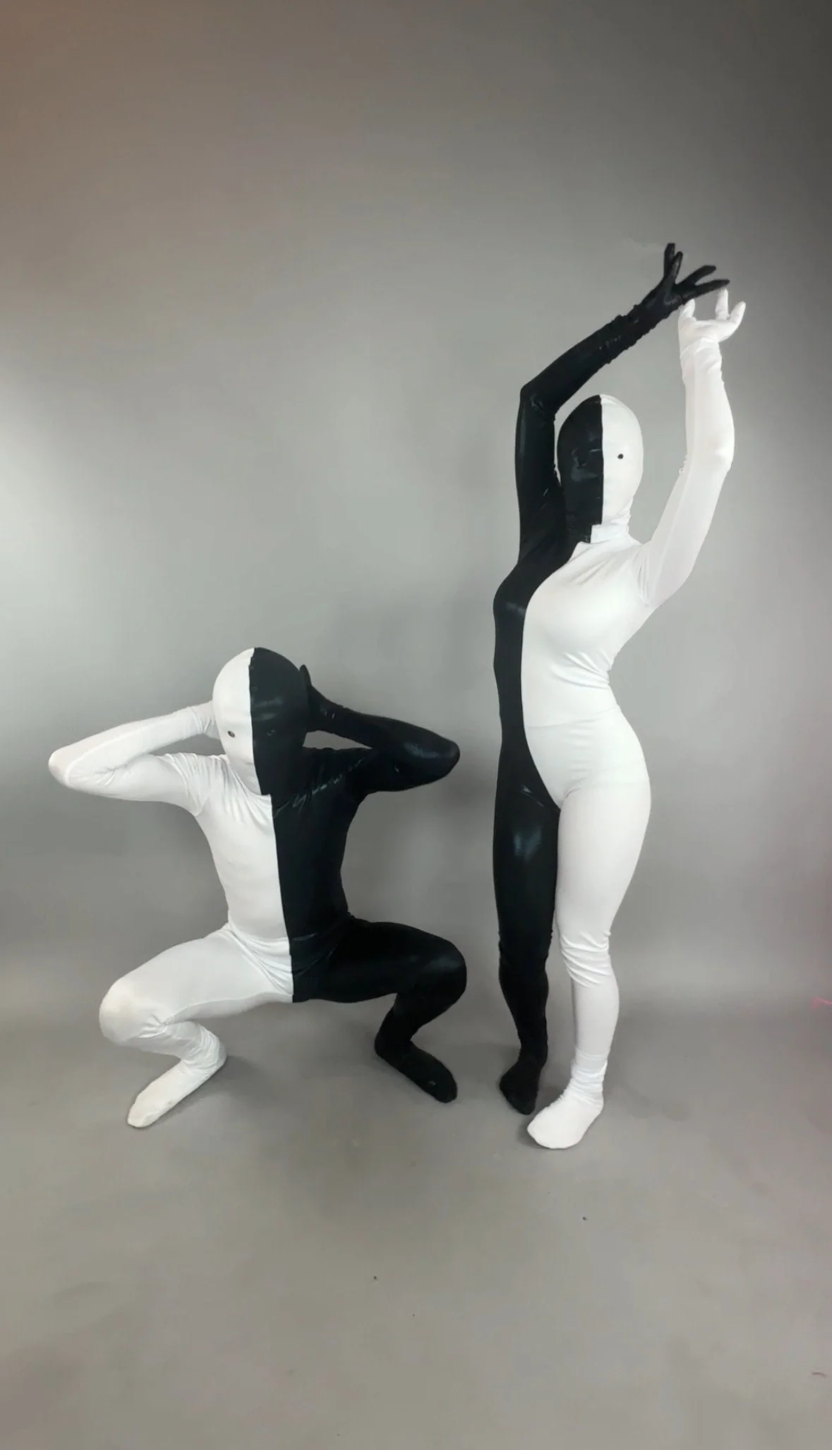Costume for Gymnast, Futuristic Clothing, Black and White Split Bodysuit, Zentai Suit, Festival Outfit, Exotic Dance Wear - Image 4