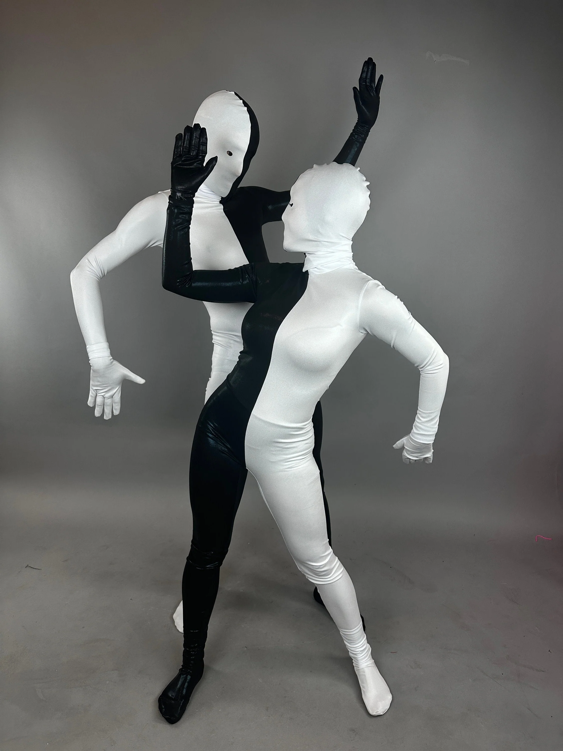 Costume for Gymnast, Futuristic Clothing, Black and White Split Bodysuit, Zentai Suit, Festival Outfit, Exotic Dance Wear - Image 6