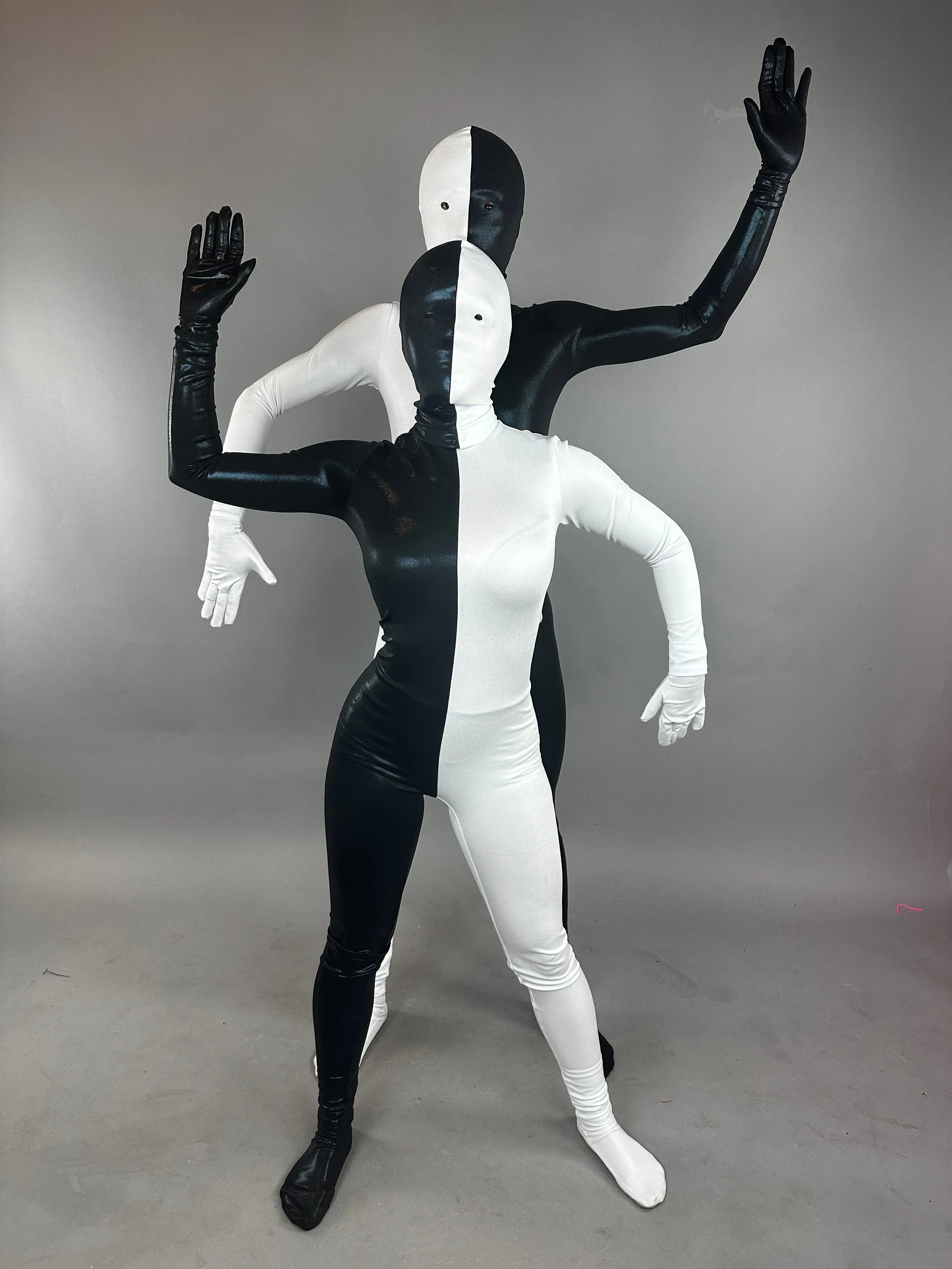 Costume for Gymnast, Futuristic Clothing, Black and White Split Bodysuit, Zentai Suit, Festival Outfit, Exotic Dance Wear - Image 8