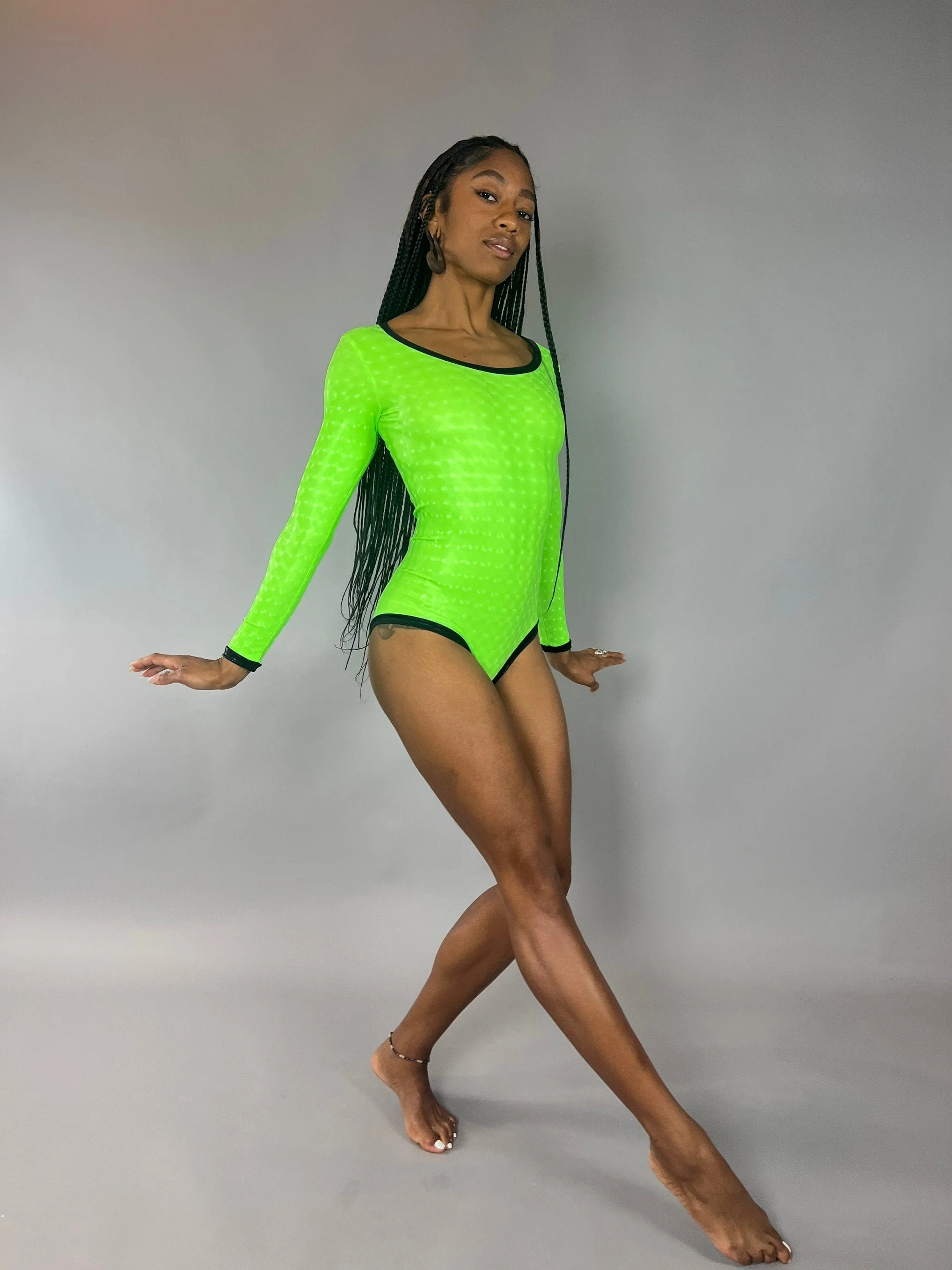 Neon Unisex Leotard, Open Back, Boat Neck, Full Sleeves - Image 5