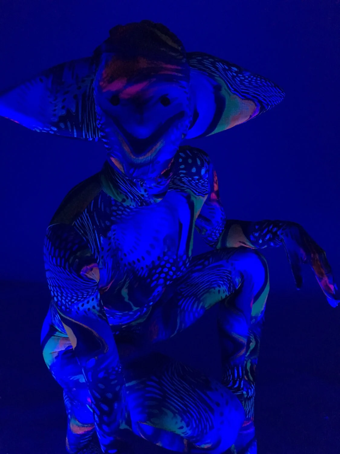 Abstract Creature Costume, Full Body Catsuit with Sculptural Head, Futuristic Jumpsuit with Attached Gloves & Feet for Artistic Events & Festivals - Image 5