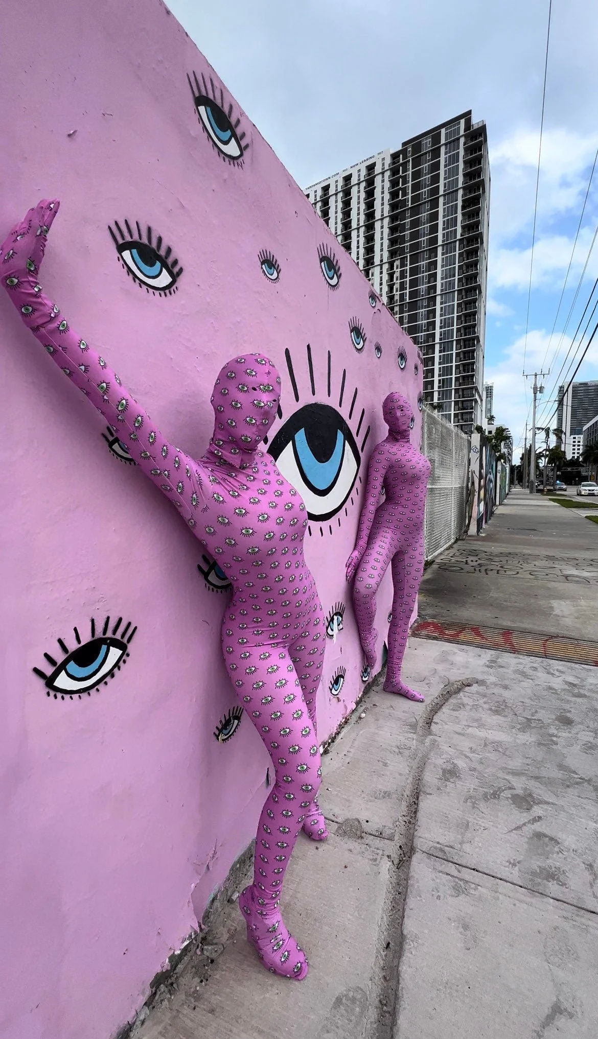 Pink Eye Print Spandex Catsuit, Full Body Zentai Suit, Futuristic Rave Outfit, Festival Fashion, Exotic Dancewear - Image 3