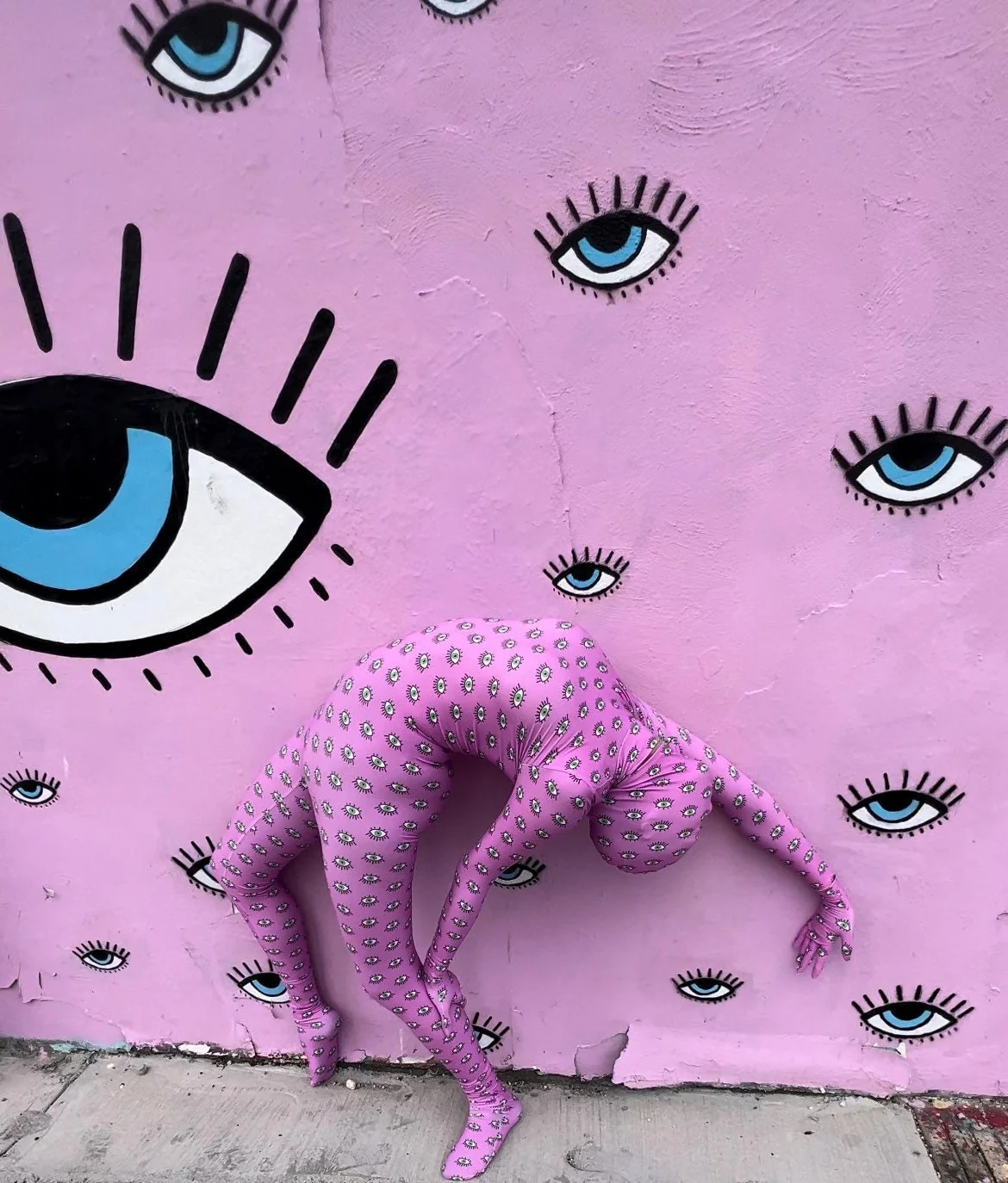 Pink Eye Print Spandex Catsuit, Full Body Zentai Suit, Futuristic Rave Outfit, Festival Fashion, Exotic Dancewear - Image 6