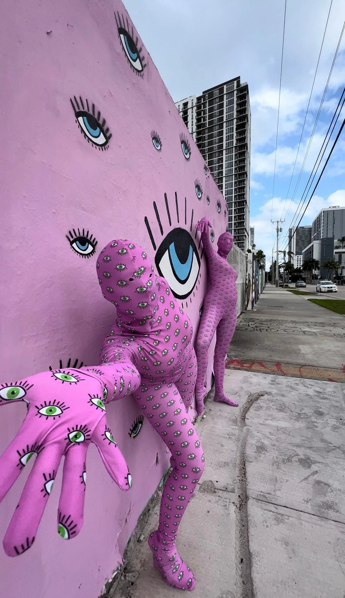 Pink Eye Print Spandex Catsuit, Full Body Zentai Suit, Futuristic Rave Outfit, Festival Fashion, Exotic Dancewear - Image 8