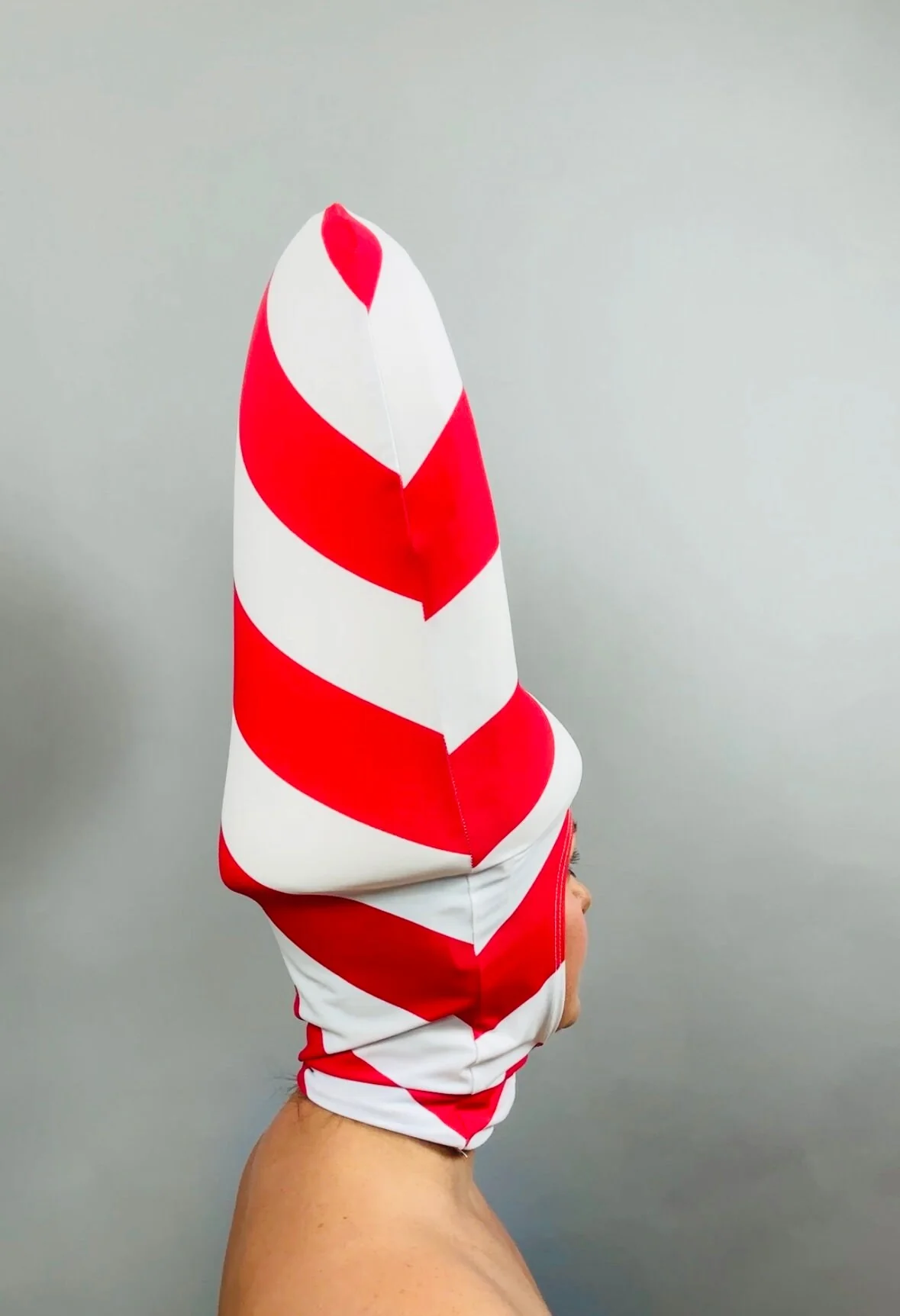 Candy Cane Headpiece, Red and White Stripe Spandex Hat, Festive Holiday Costume Accessory, Open Face Headwear, Lightweight Stretch Fabric - Image 5