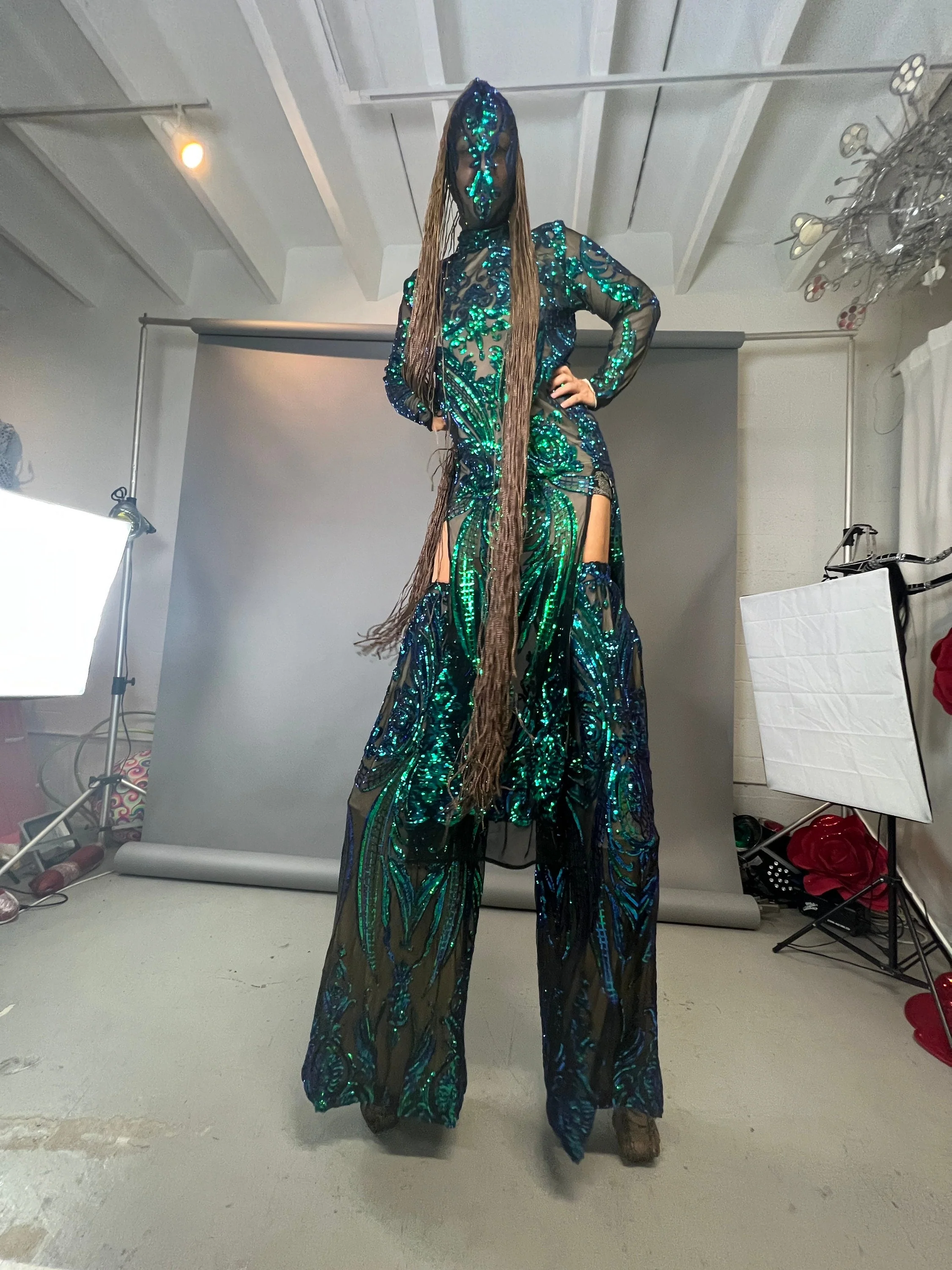 Futuristic Clothing, Alien Costume, Stilt Walker Outfit, Festival Wear, Sequin Dress, Stilts Covers, Custom Made - Image 4