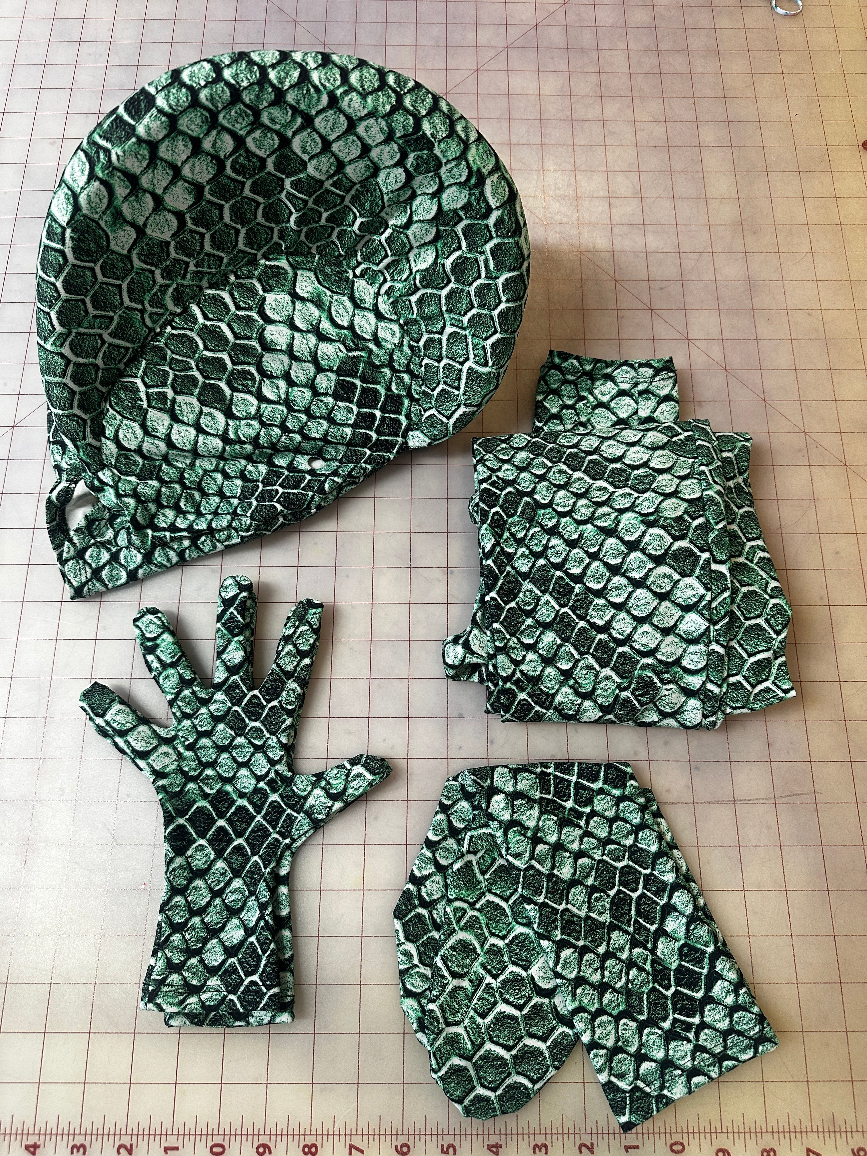 Green pixel Cobra Costume, Snake Print Catsuit, Serpent Cosplay, Contortionist Outfit, Dance Unitard, Headdress, Custom Made - Image 9