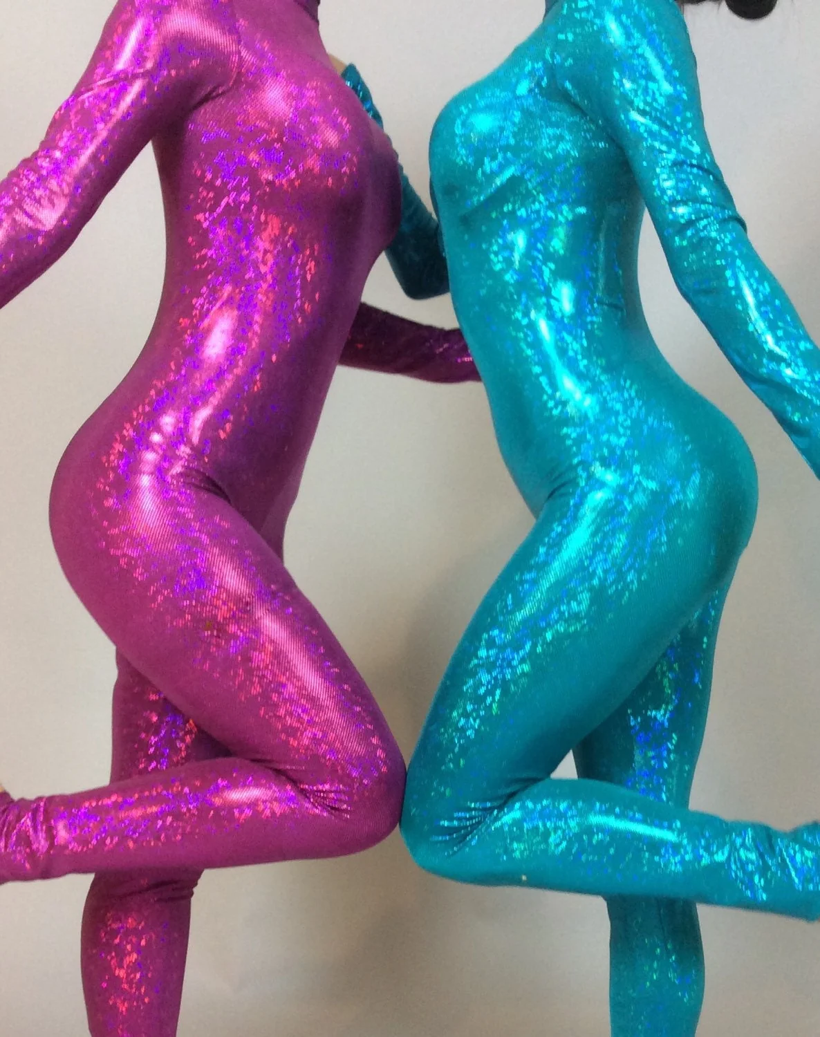Hologram Spandex Jumpsuit, Broken Glass Print Catsuit, Shiny Full Body Bodysuit, 4 Way Stretch Performance Wear, Custom Color