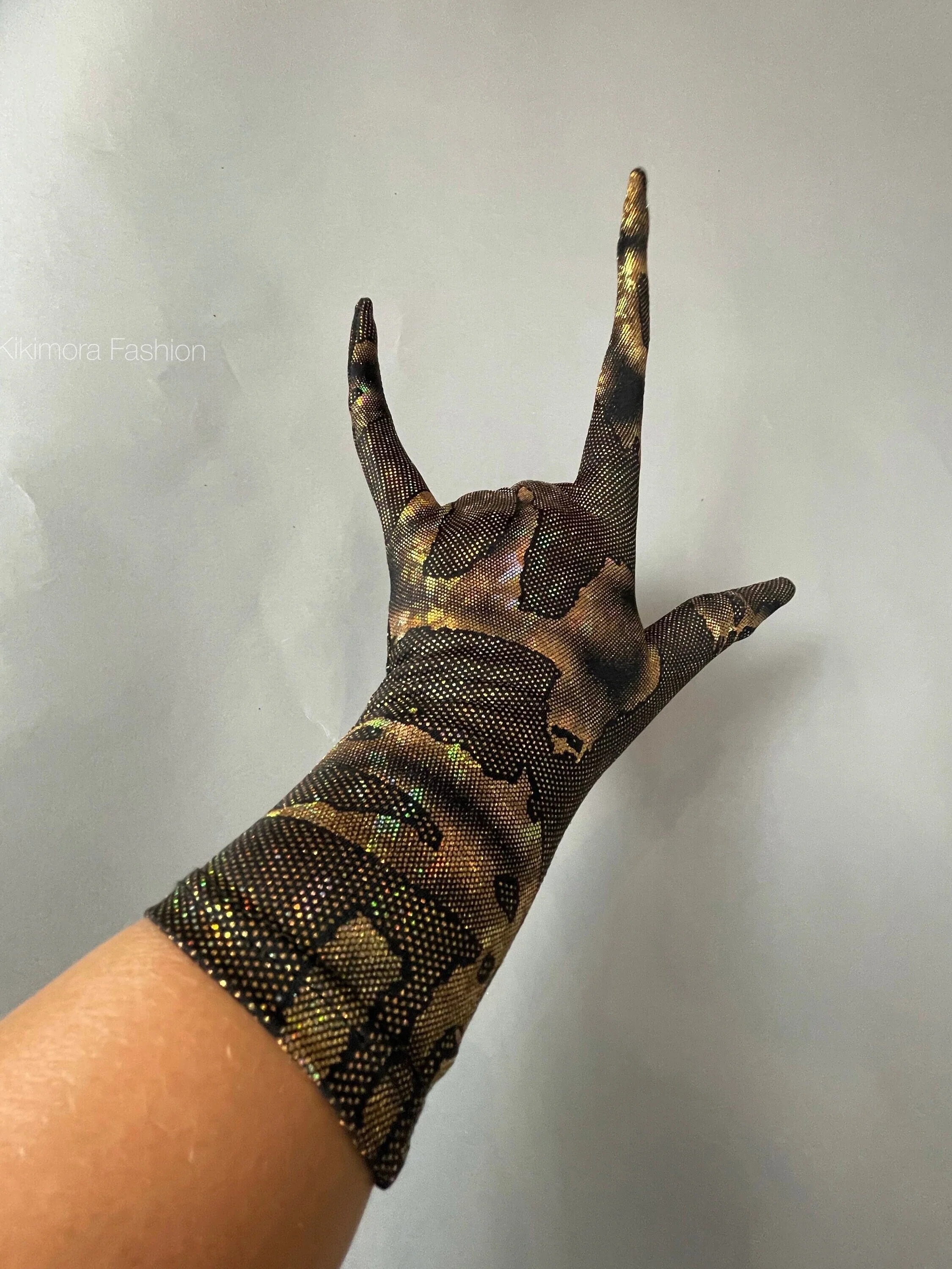 Long Finger Gloves, Gold Snakeskin Claws, Drag Queen Accessories, Cosplay Costume Gloves, Creepy Halloween Hands, Reptile Print Gauntlets - Image 6
