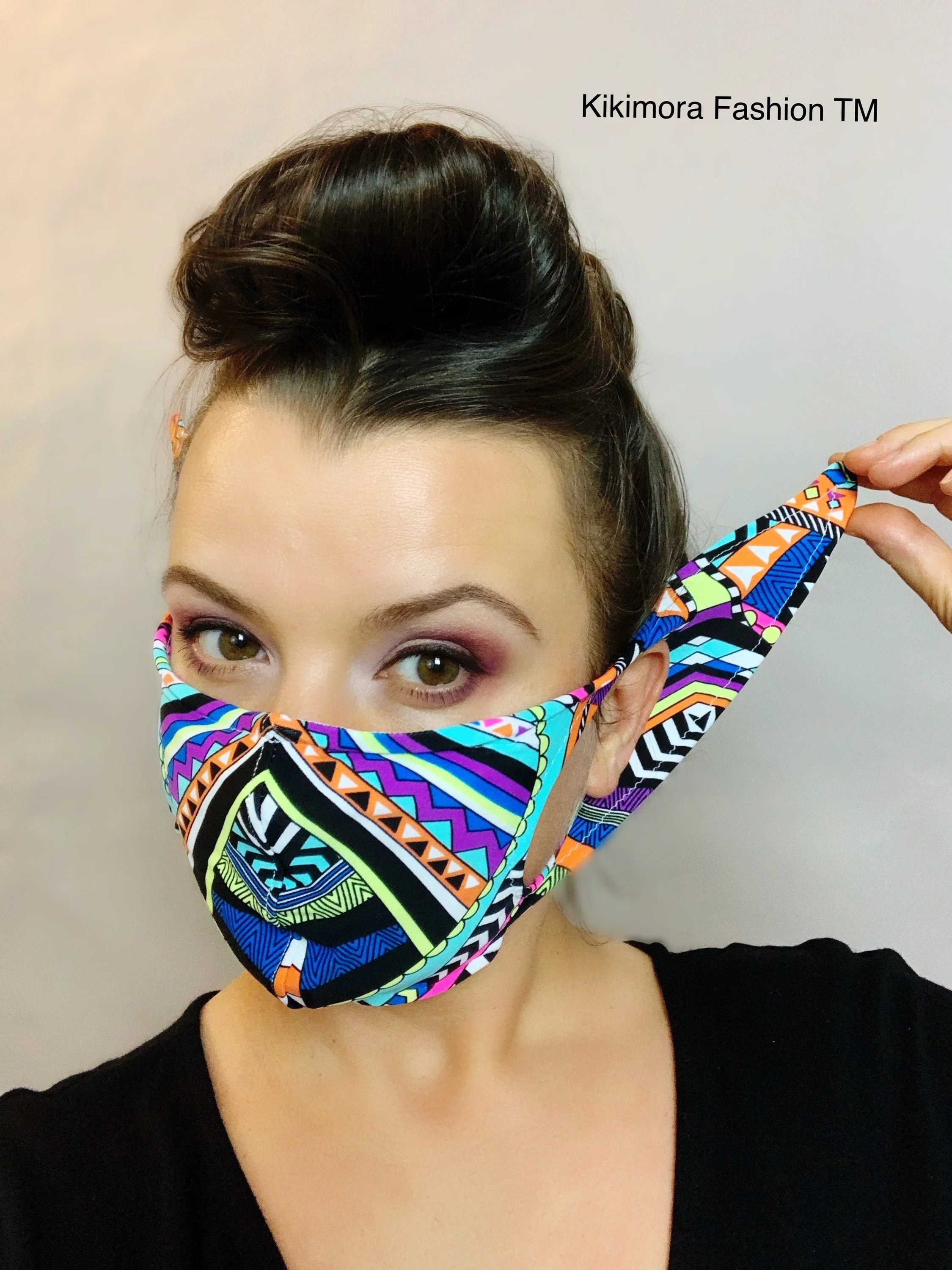 Neon Geometric Elf Ears Mask, UV Glow Face Cover, Pointed Ear Costume Accessory, Colorful Cosplay Mask, Funny Face Covering - Image 3
