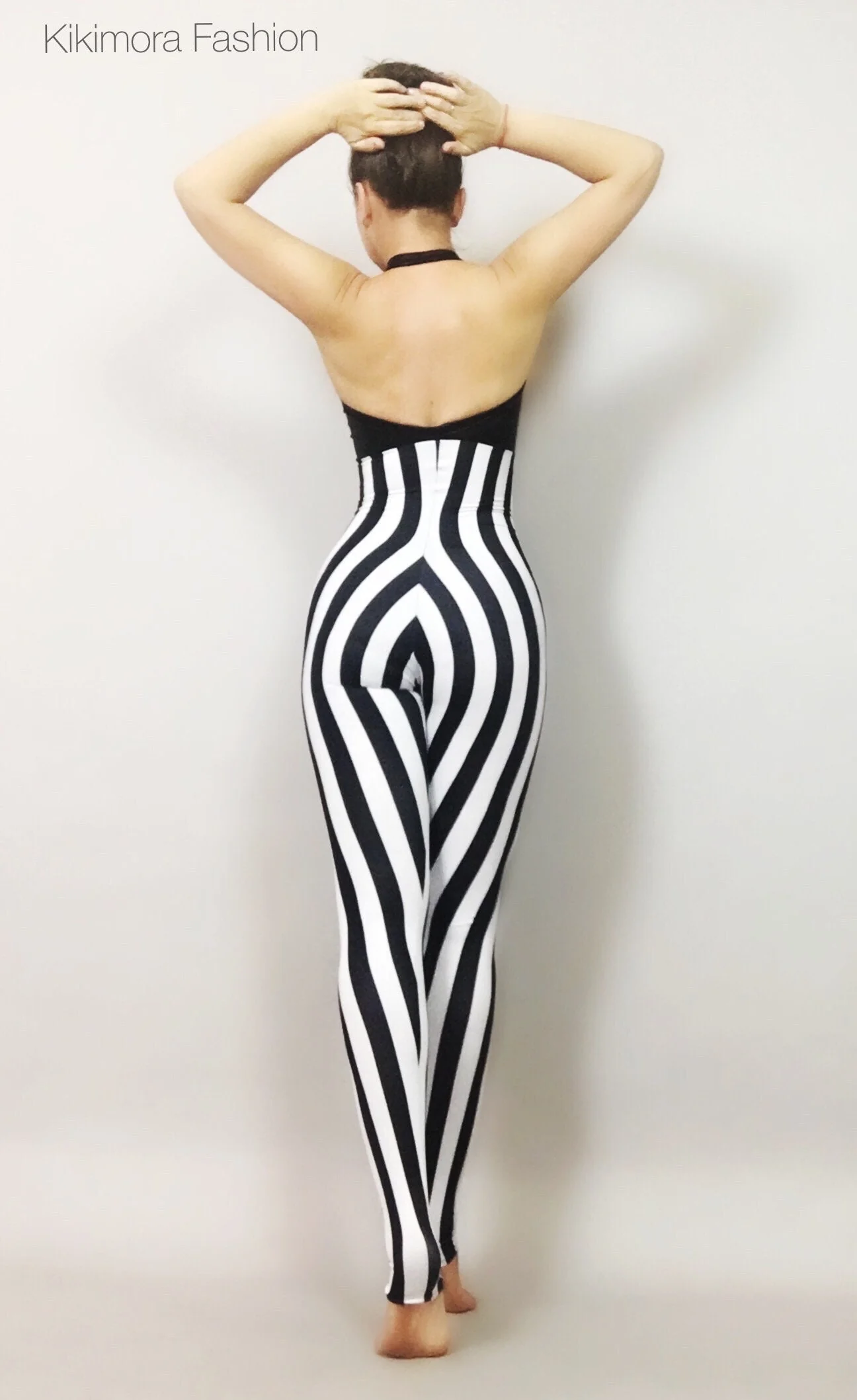 Pink Striped Circus Catsuit, Open Back Bodysuit, Aerialist Dancewear - Image 10