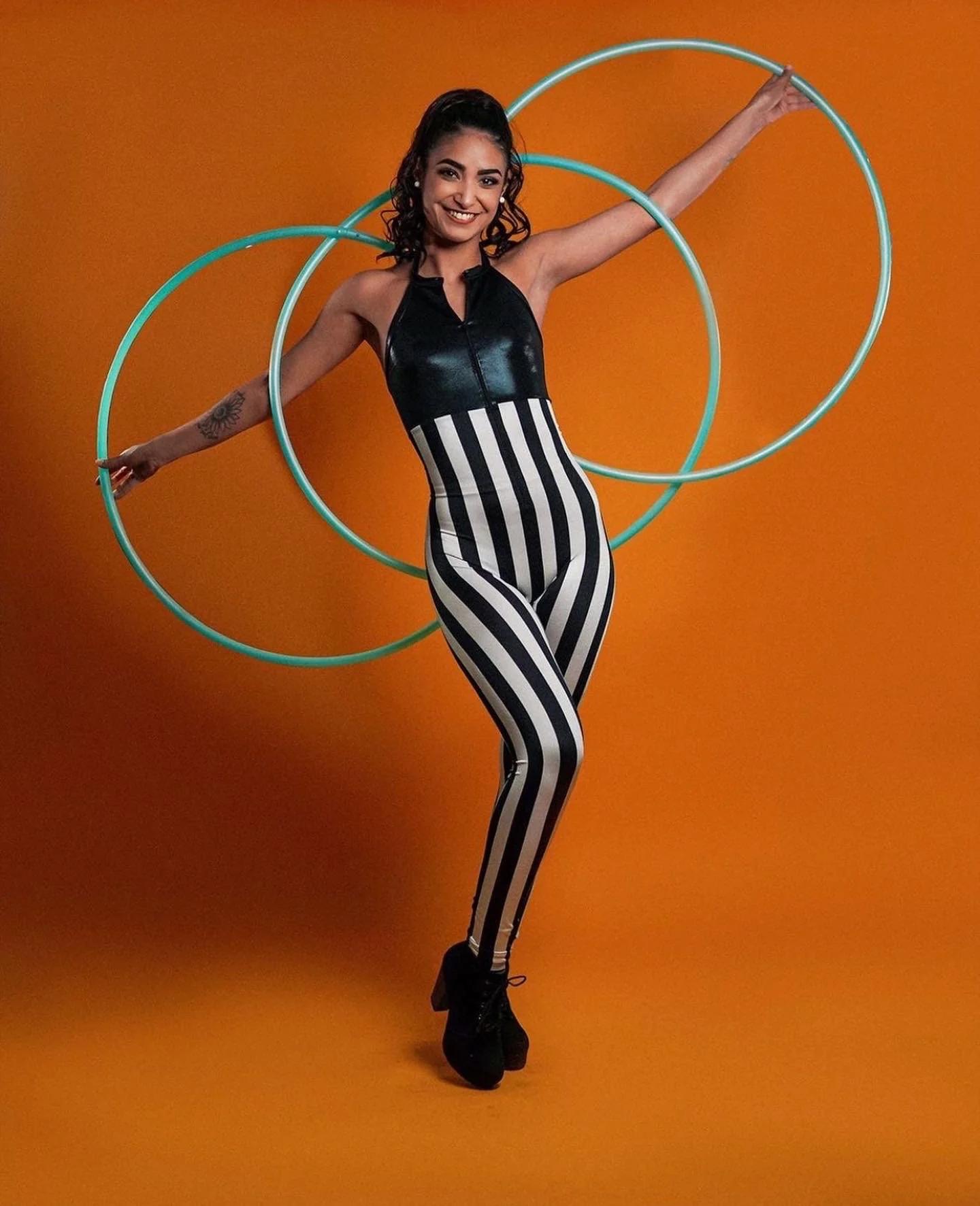 Pink Striped Circus Catsuit, Open Back Bodysuit, Aerialist Dancewear - Image 7