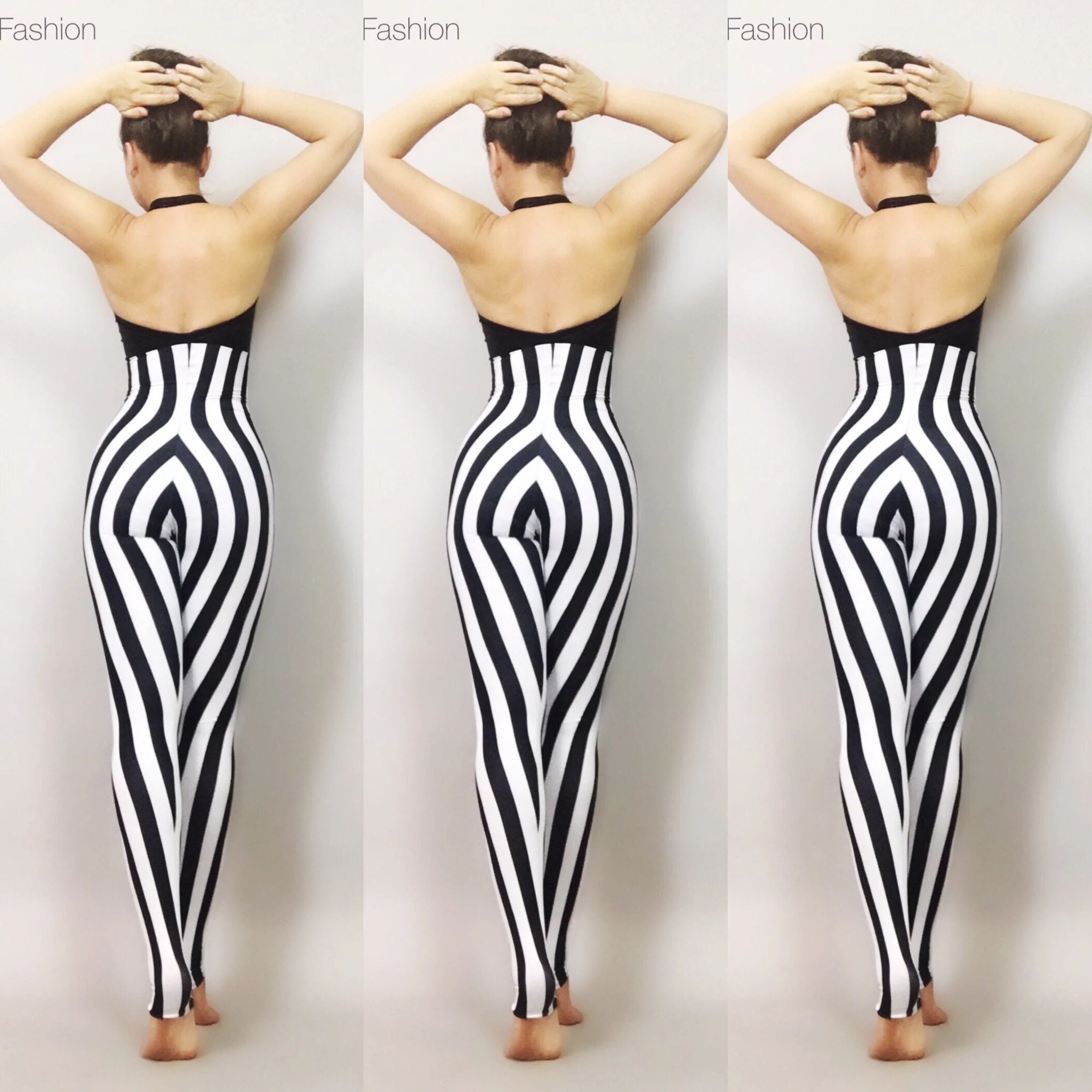 Pink Striped Circus Catsuit, Open Back Bodysuit, Aerialist Dancewear - Image 9