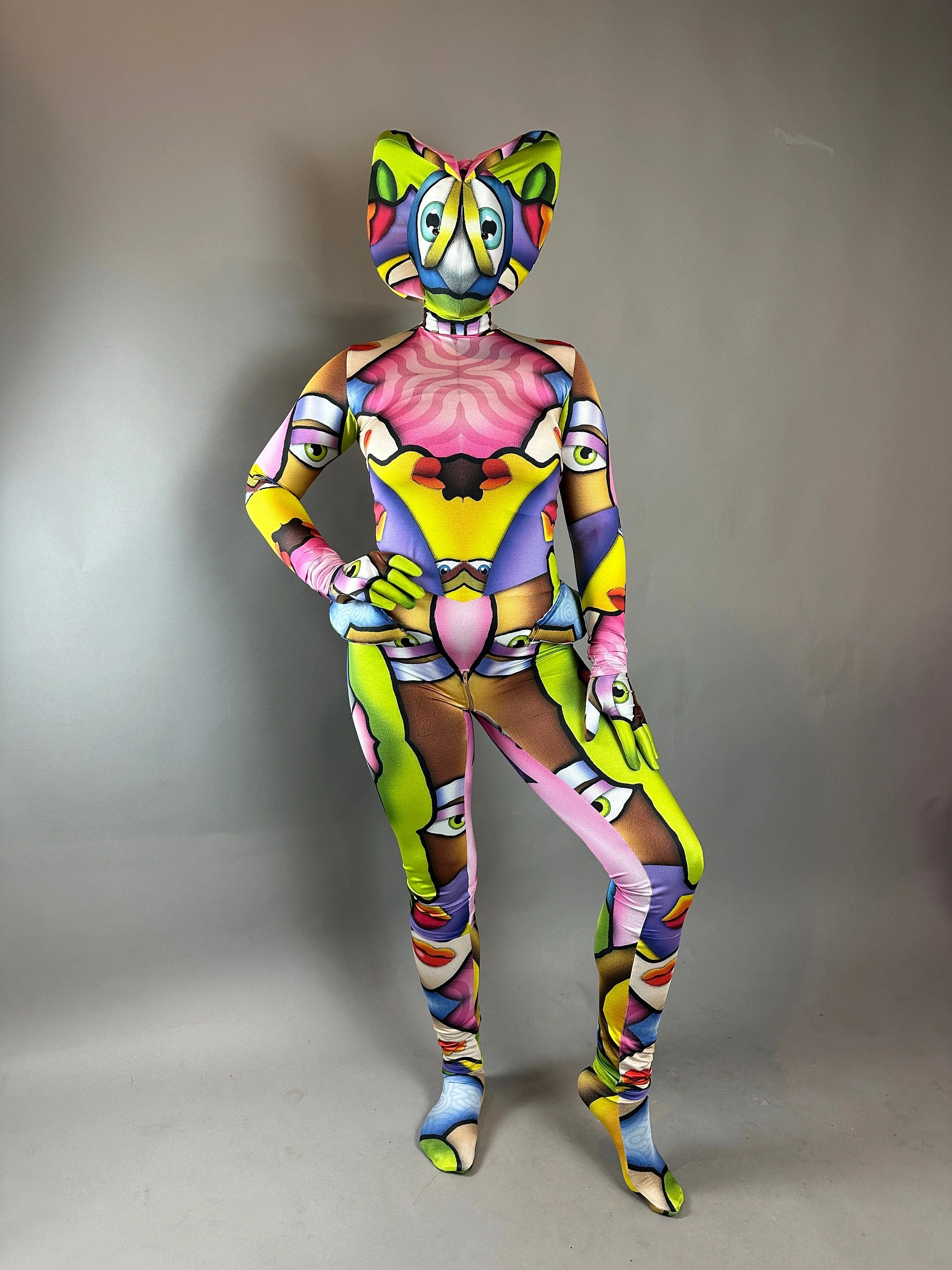 Picasso Cobra Costume, Snake Outfit, Gymnastic Unitard, Acrobatics Suit, Contortionist Uniform, Abstract Art Bodysuit - Image 2