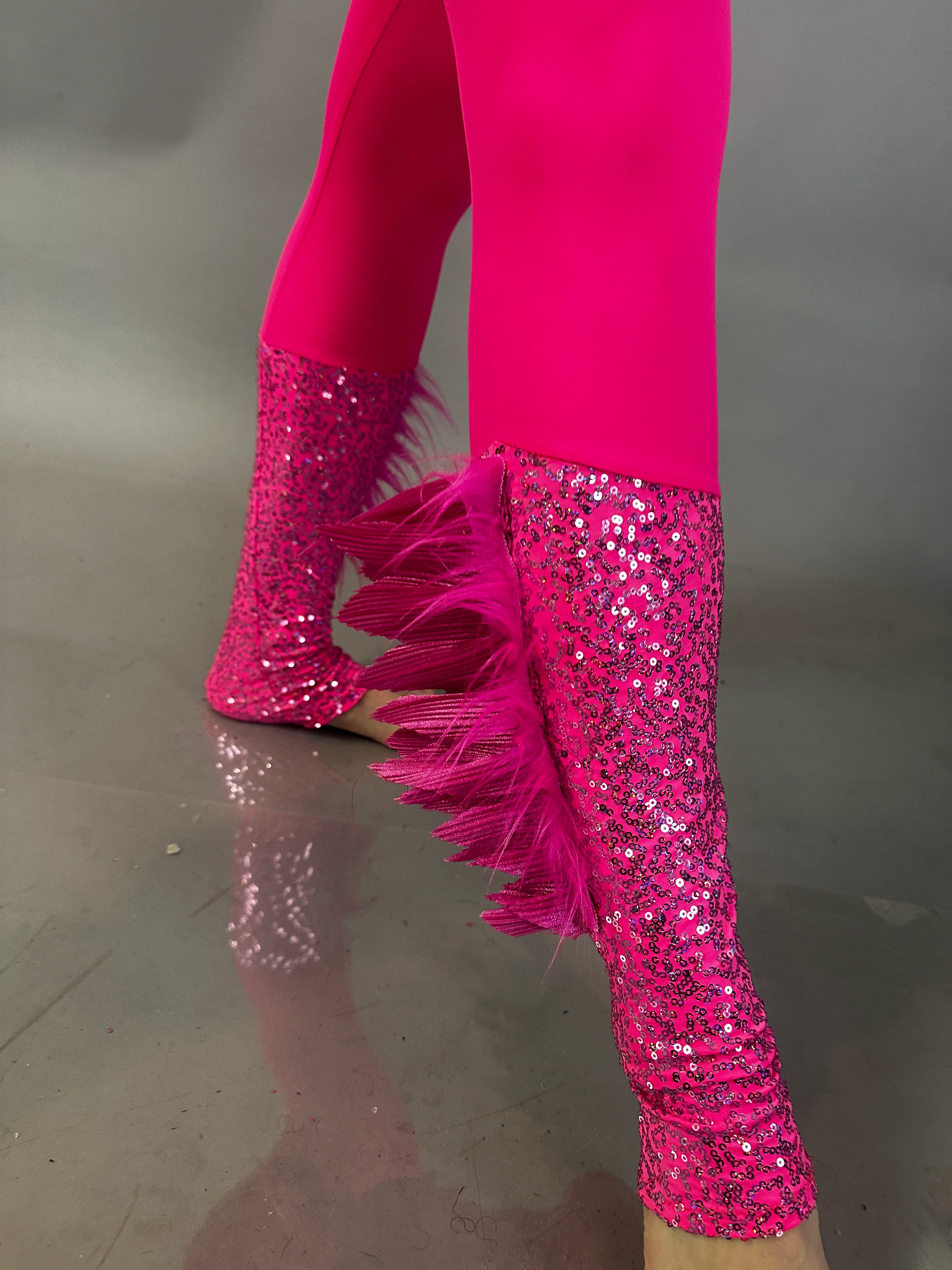Pink Bird Theatrical Costume, Aerial Gymnastics Catsuit, Dancewear - Image 10