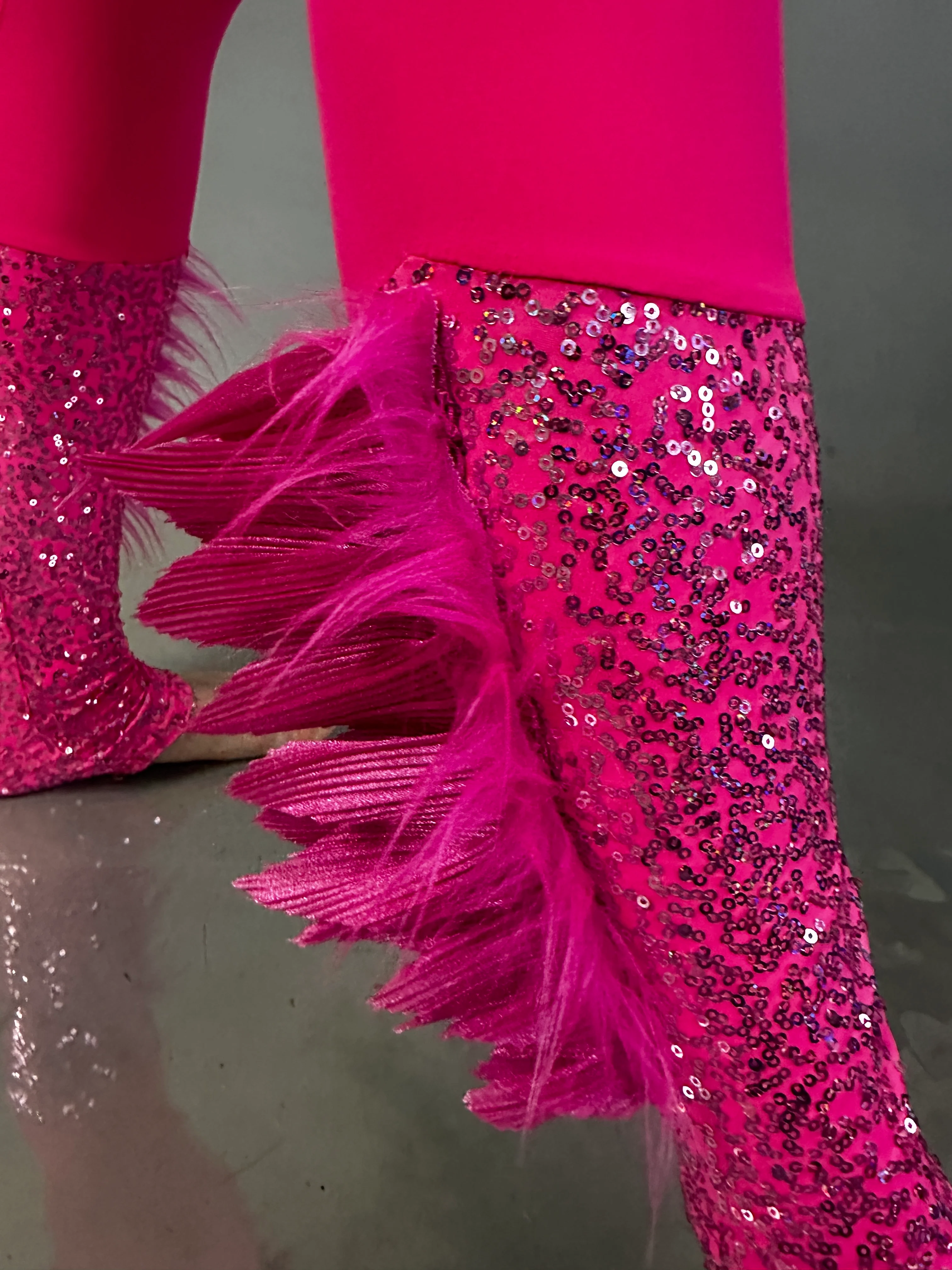 Pink Bird Theatrical Costume, Aerial Gymnastics Catsuit, Dancewear - Image 11