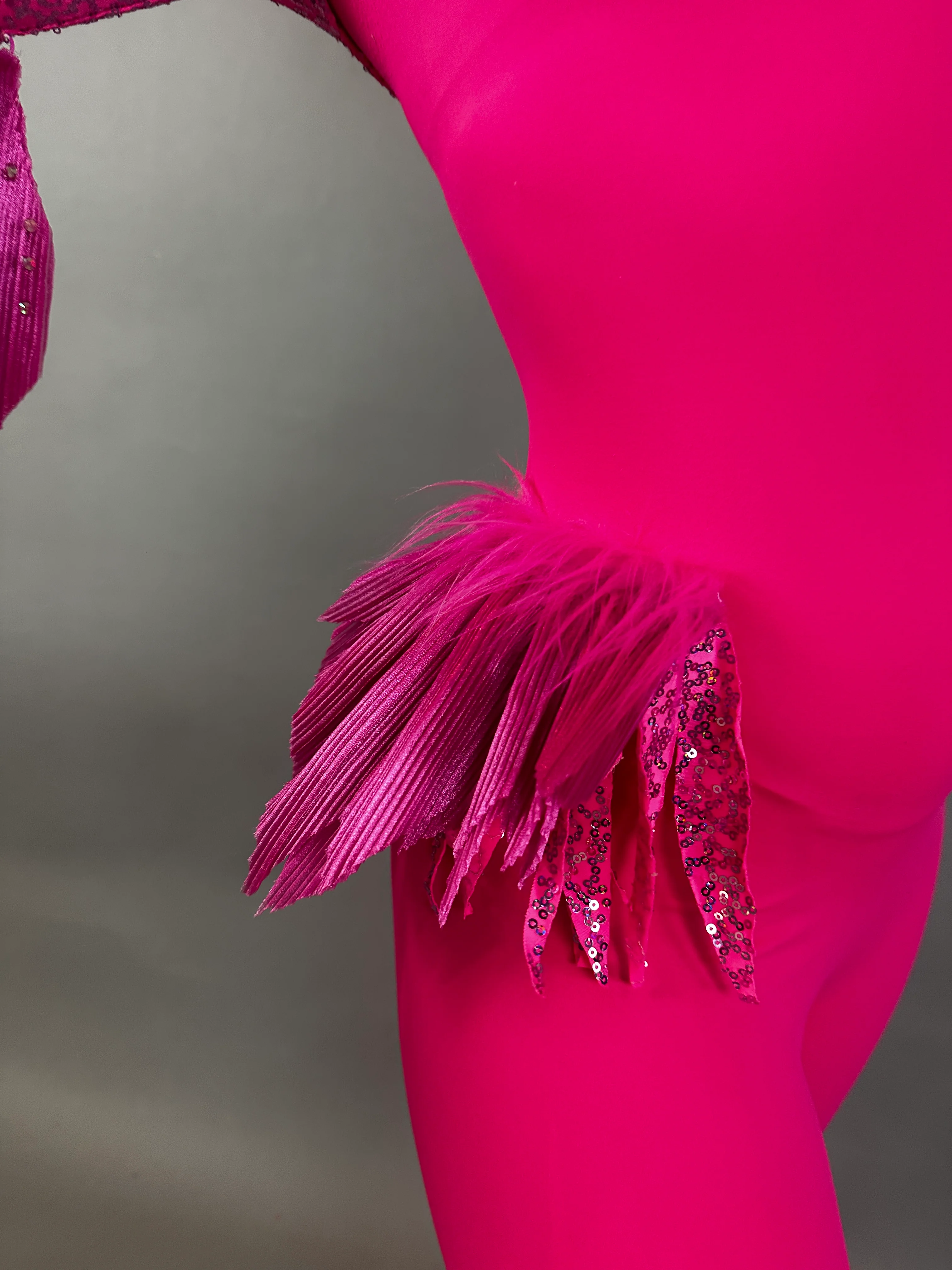 Pink Bird Theatrical Costume, Aerial Gymnastics Catsuit, Dancewear - Image 7