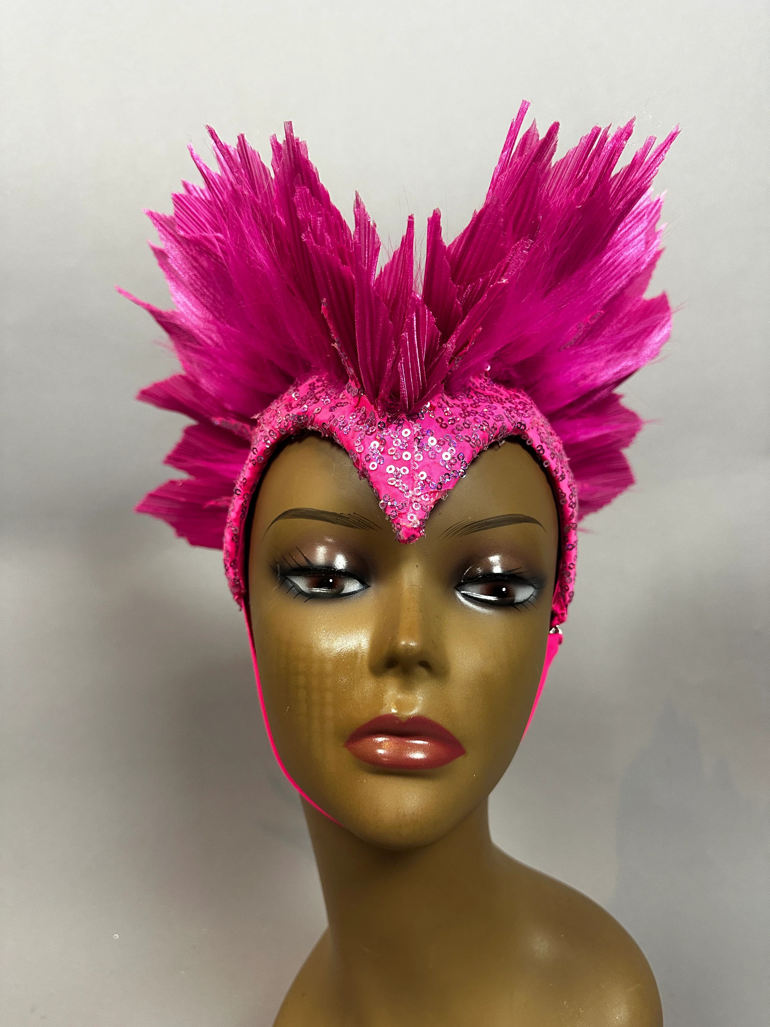 Pink Bird Sequin Headpiece, Theatrical Fairy Hat, Festival Rave Costume Headwear - Image 2