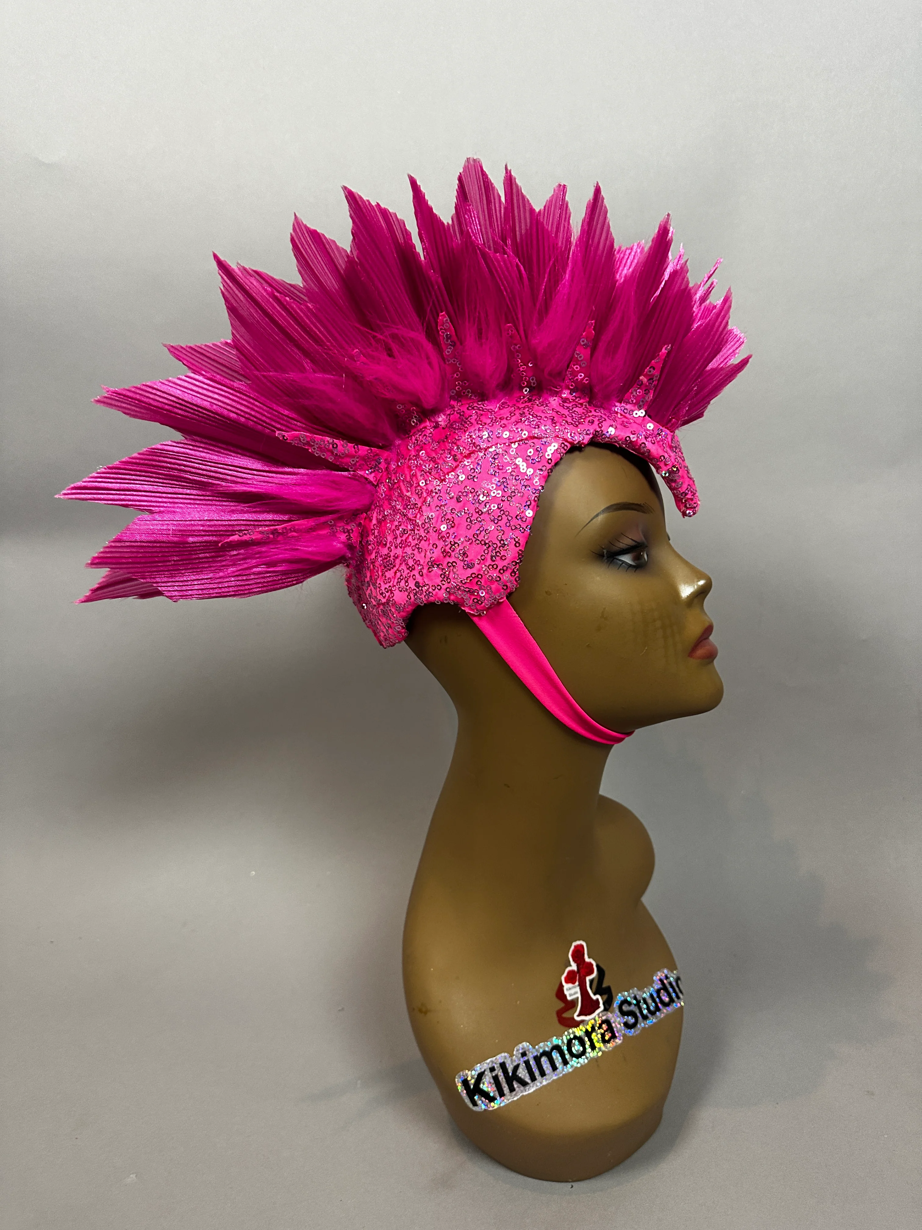 Pink Bird Sequin Headpiece, Theatrical Fairy Hat, Festival Rave Costume Headwear - Image 5
