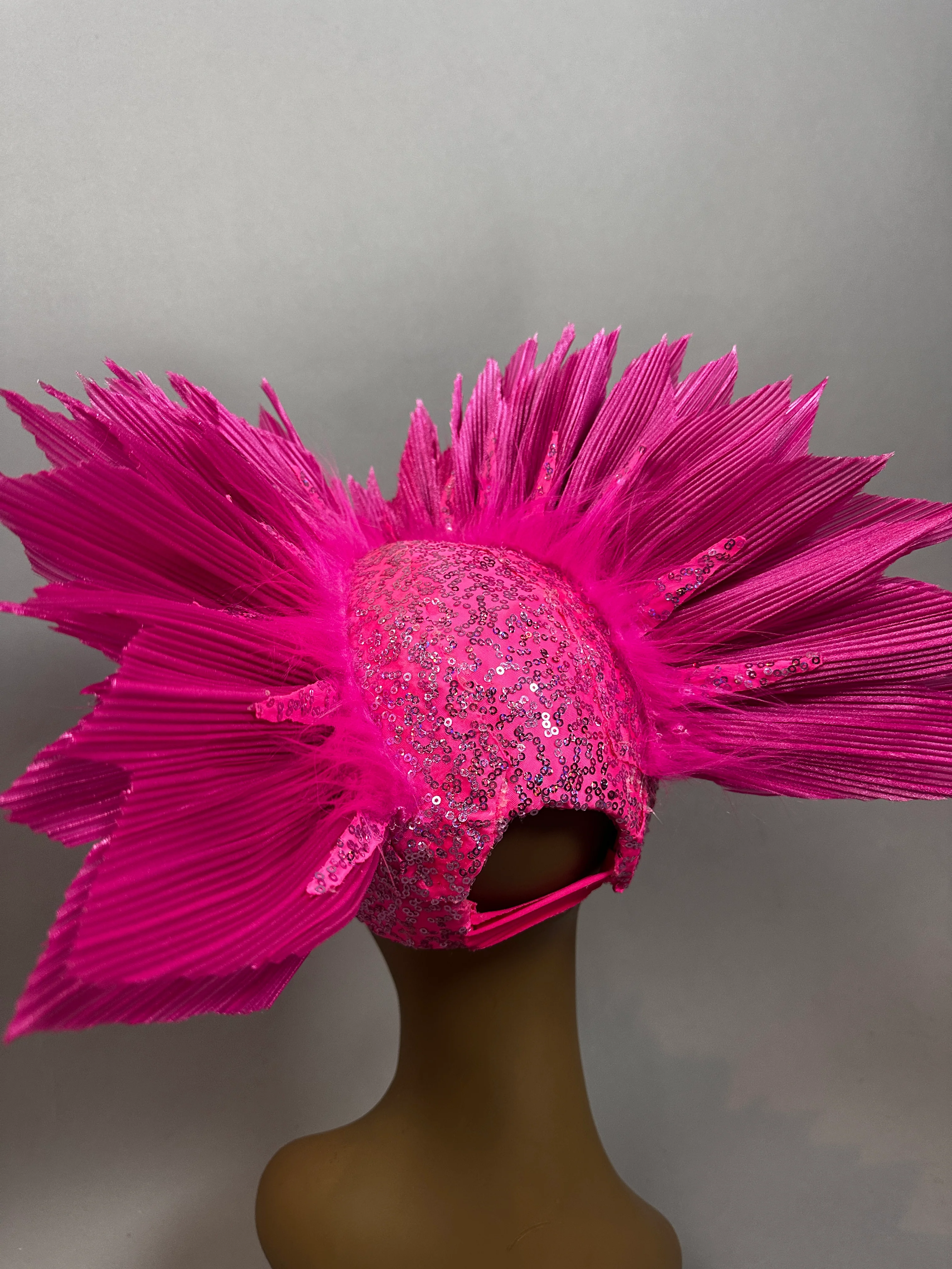 Pink Bird Sequin Headpiece, Theatrical Fairy Hat, Festival Rave Costume Headwear - Image 6