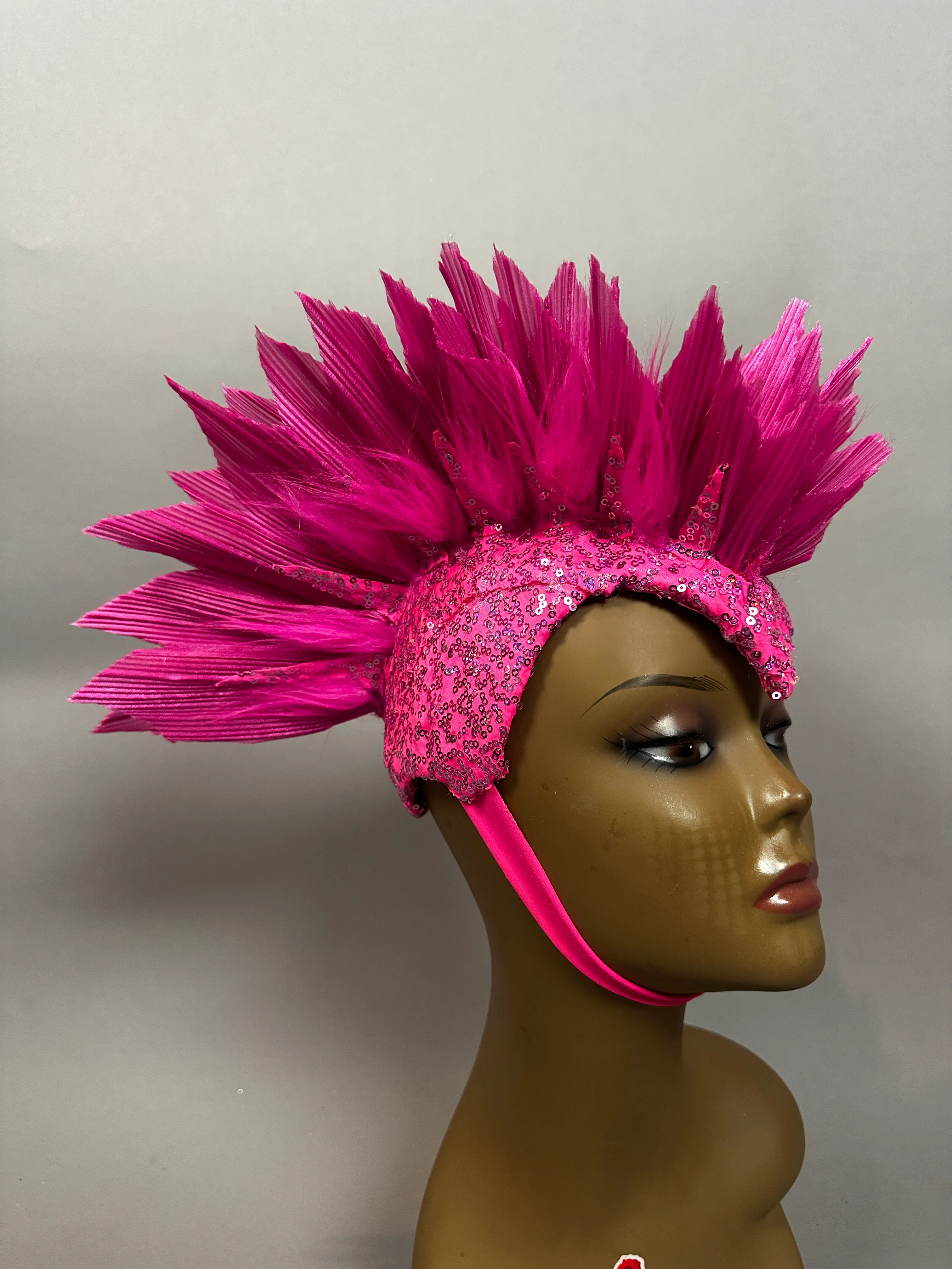 Pink Bird Sequin Headpiece, Theatrical Fairy Hat, Festival Rave Costume Headwear - Image 8