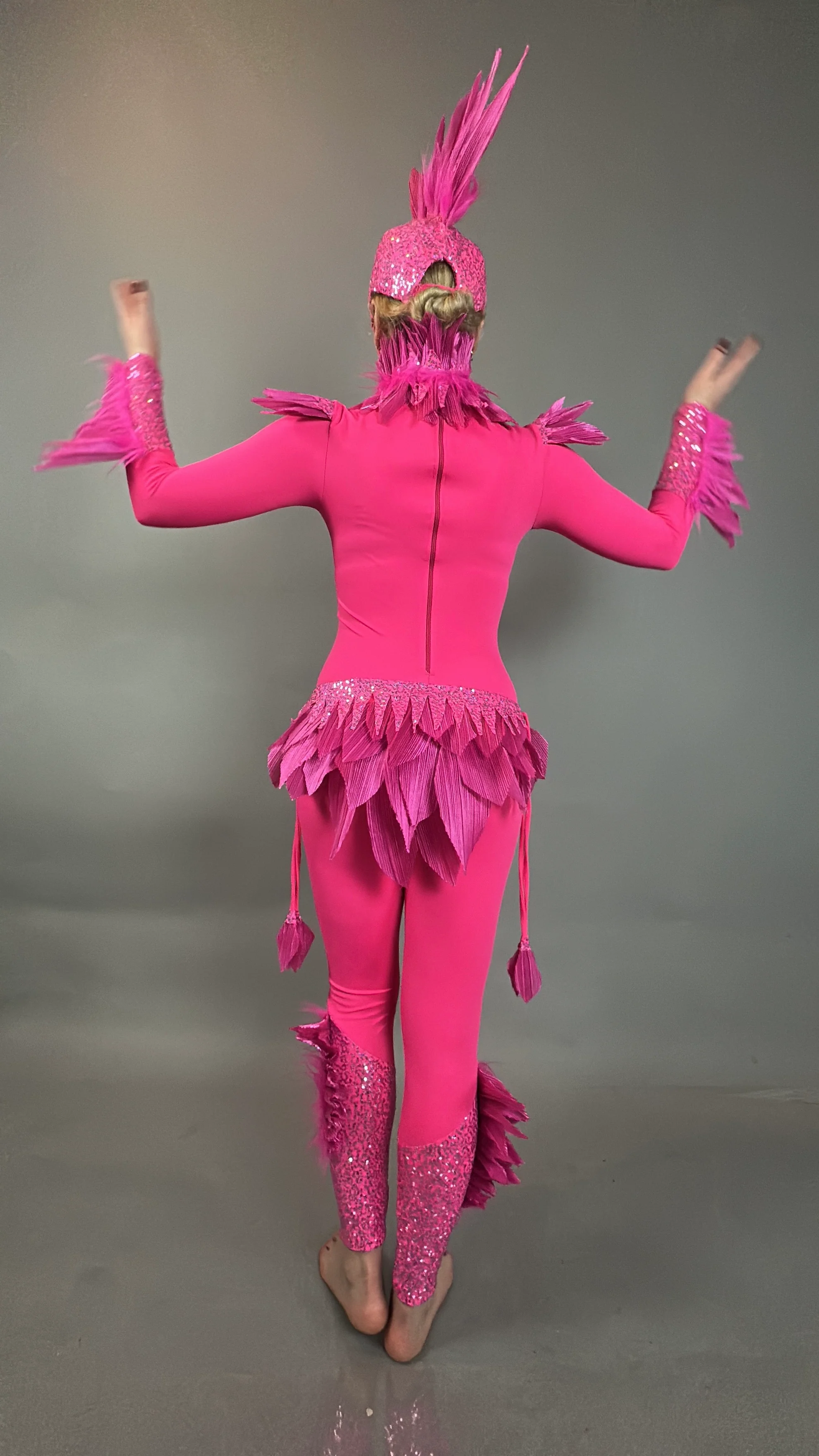 Pink Bird Theatrical Costume, Aerial Gymnastics Catsuit, Dancewear - Image 20