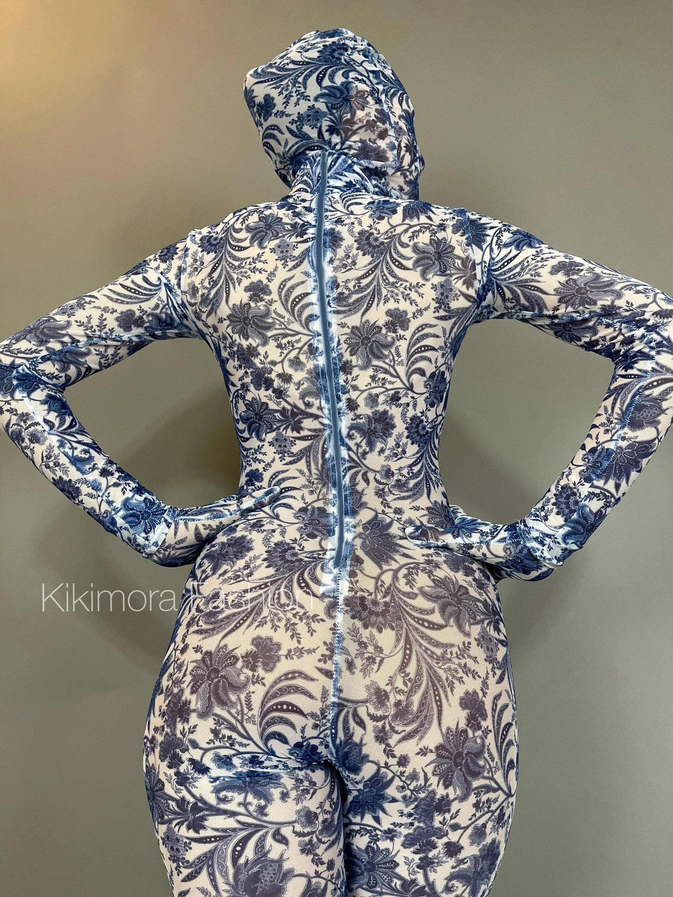 Power Mesh Zentai Suit, Floral Contortionist Bodysuit, Circus Costume, Custom Jumpsuit, Dancewear - Image 7
