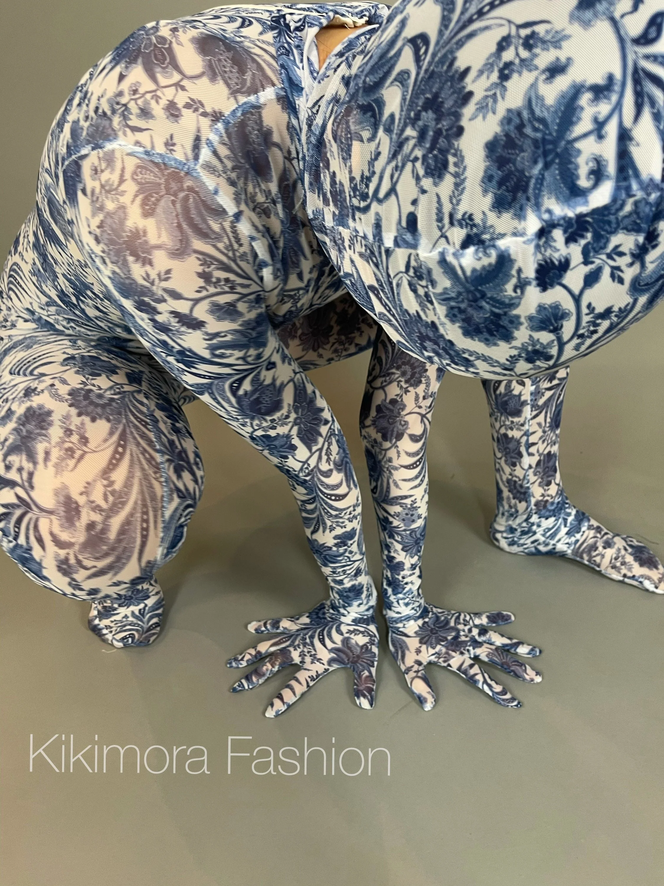 Power Mesh Zentai Suit, Floral Contortionist Bodysuit, Circus Costume, Custom Jumpsuit, Dancewear - Image 8