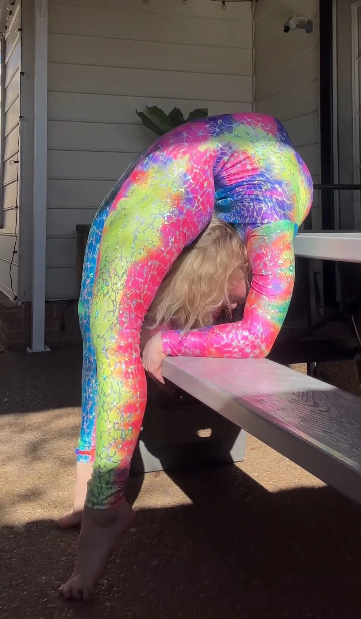 Rainbow Serpent Catsuit, Full Sleeves, Turtleneck, Heel Straps - Image 3