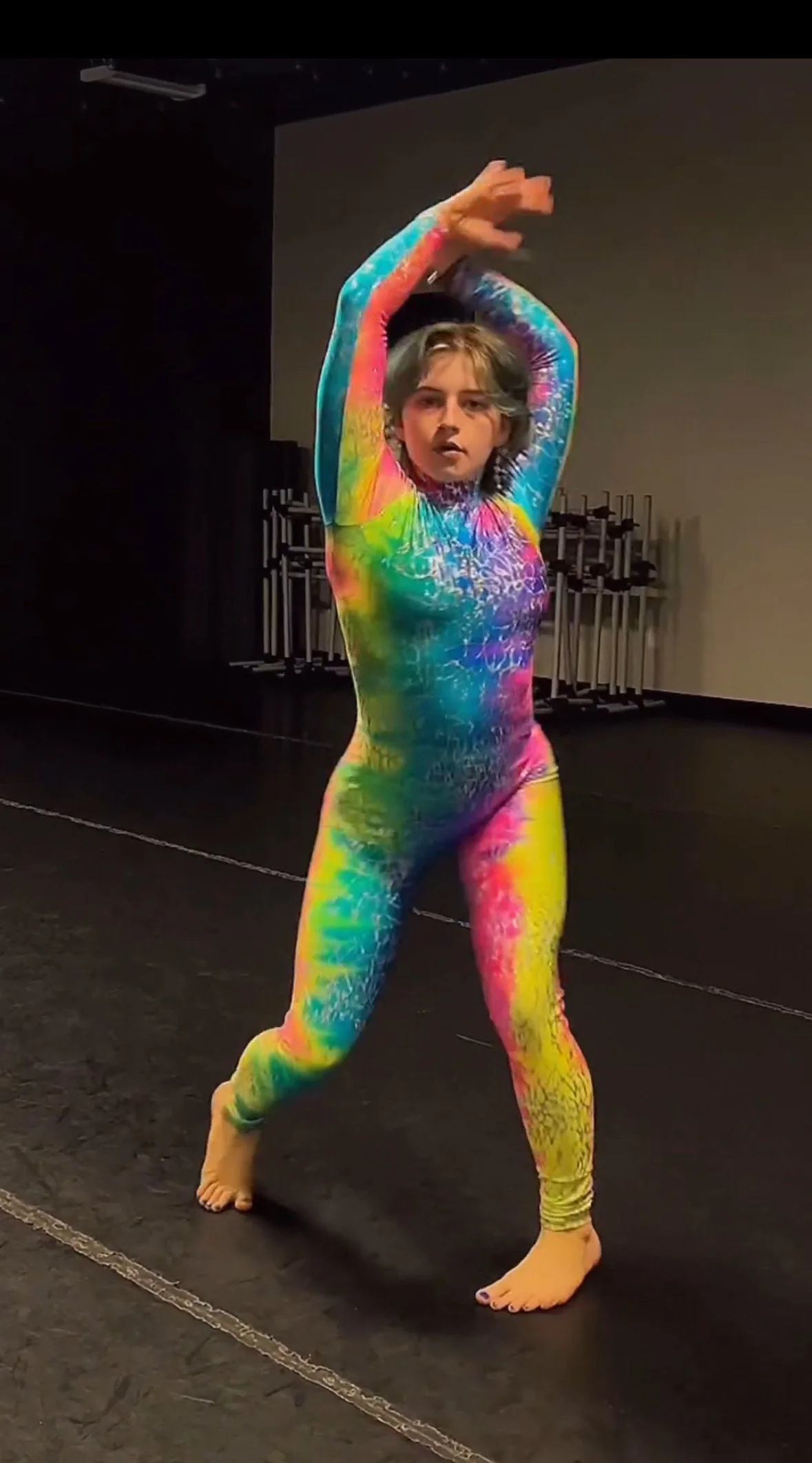 Rainbow Serpent Catsuit, Full Sleeves, Turtleneck, Heel Straps - Image 4