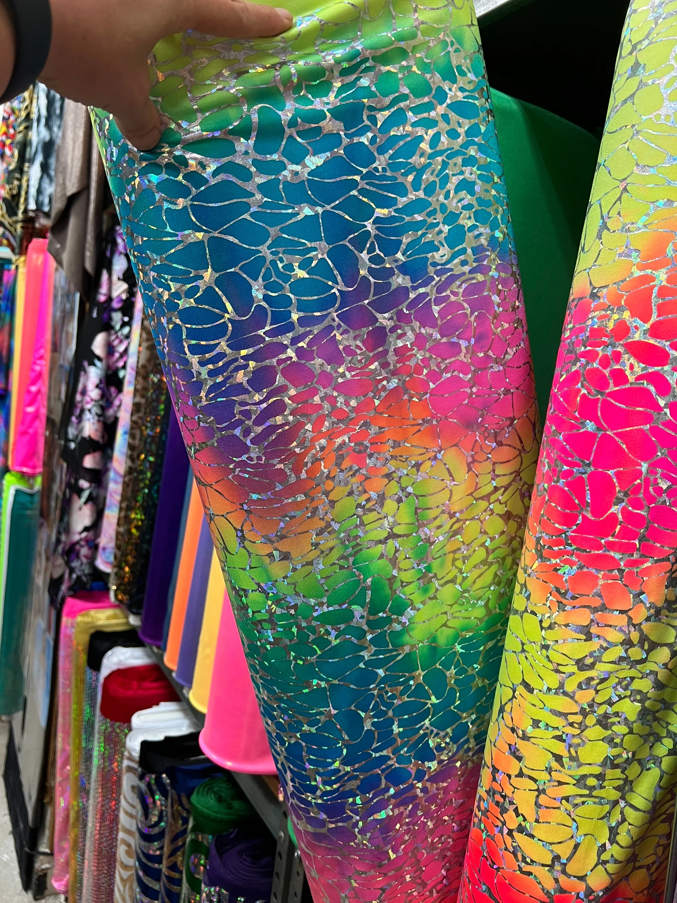Rainbow Serpent Catsuit, Full Sleeves, Turtleneck, Heel Straps - Image 9