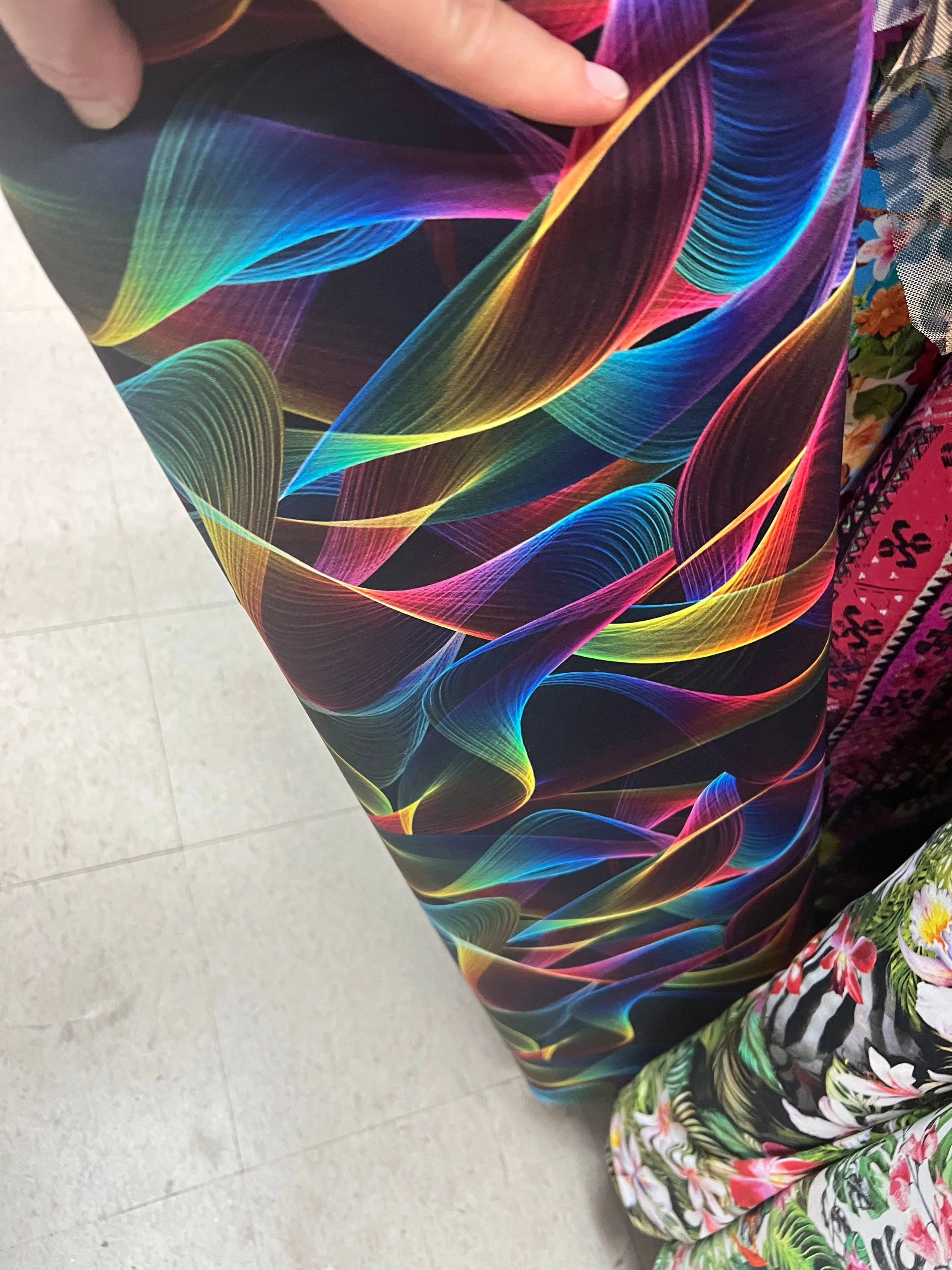 Multicolor Psychedelic Fractal Catsuit, Keyhole Neckline, Flared Legs - Image 6