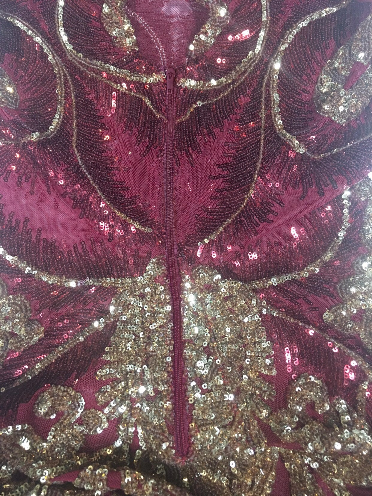 Red Sequin Catsuit with Mask, Showgirl Costume, Stage Unitard, Gymnastics - Image 8