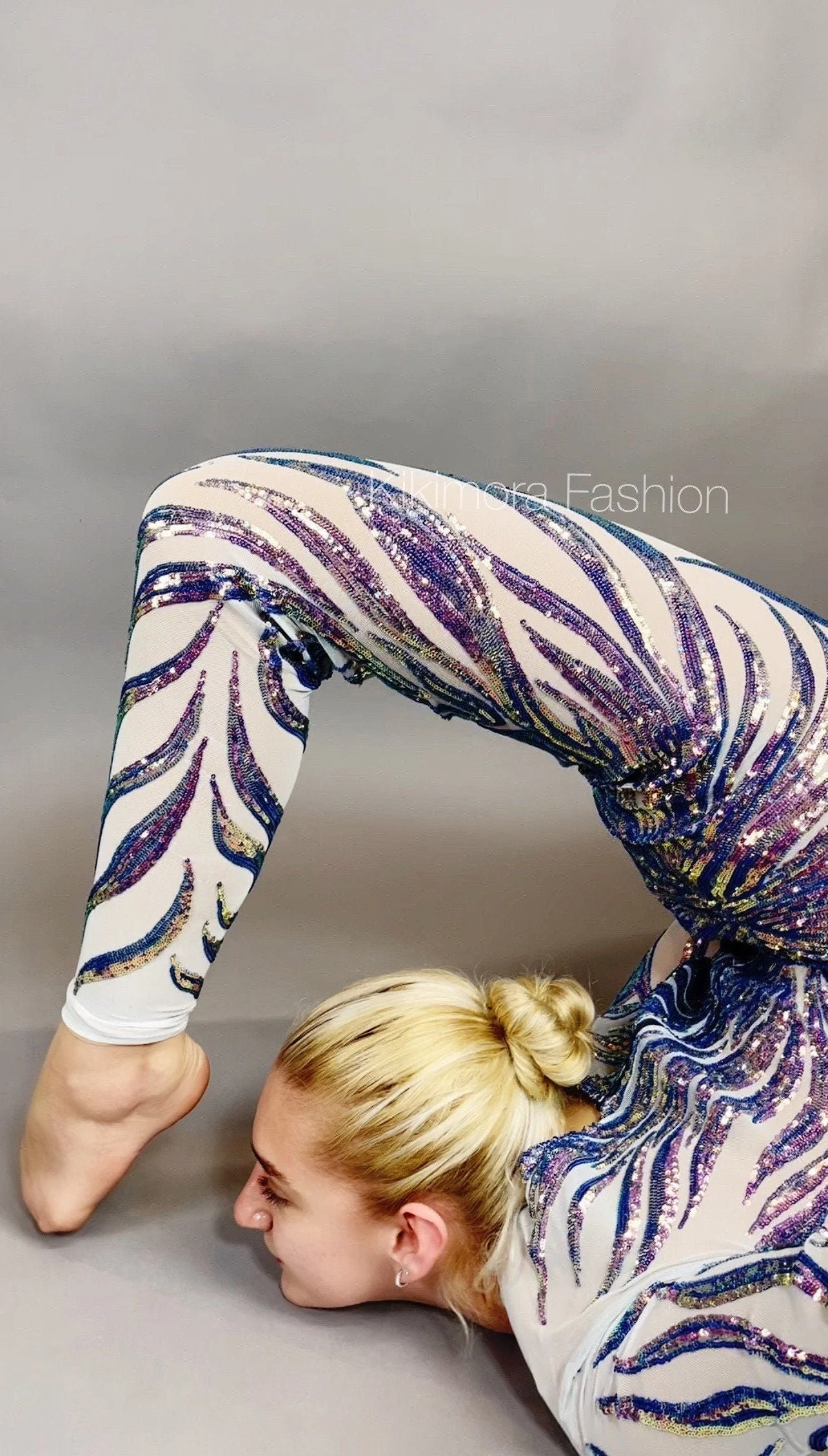 Black and Red Floral Sequins Catsuit, Tear Drop Back Opening, Full Sleeves Jumpsuit - Image 7