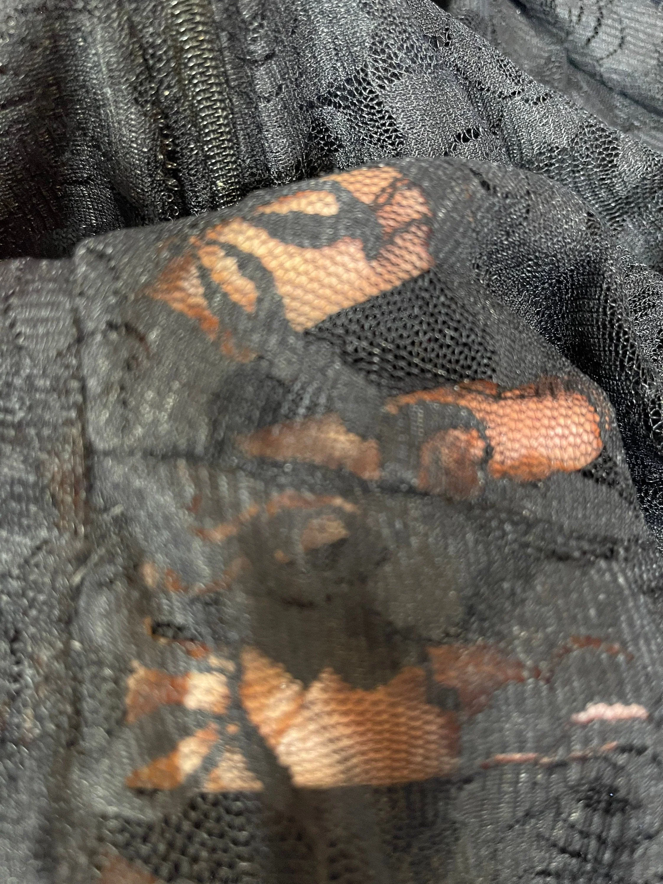 Sheer Black Lace Catsuit for Performers, Full Body Jumpsuit with Mock Neck & Long Sleeves, See-Through Floral Pattern in Stretch Lace Fabric - Image 5